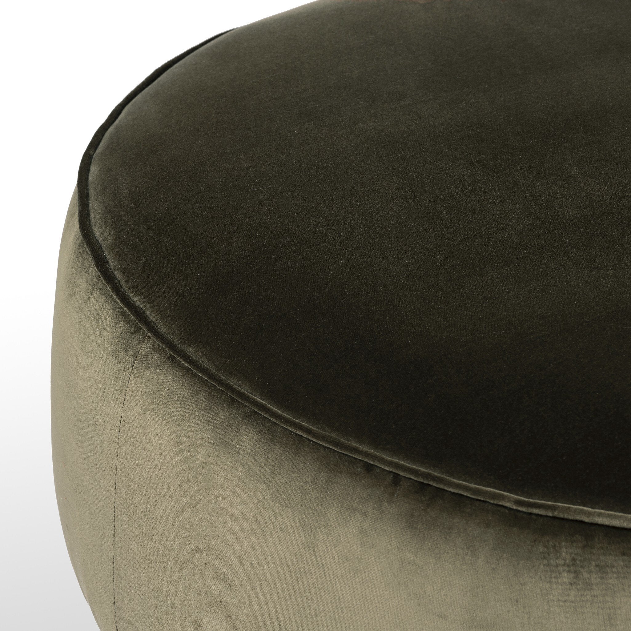 Sinclair Large Round Ottoman - Surrey Olive