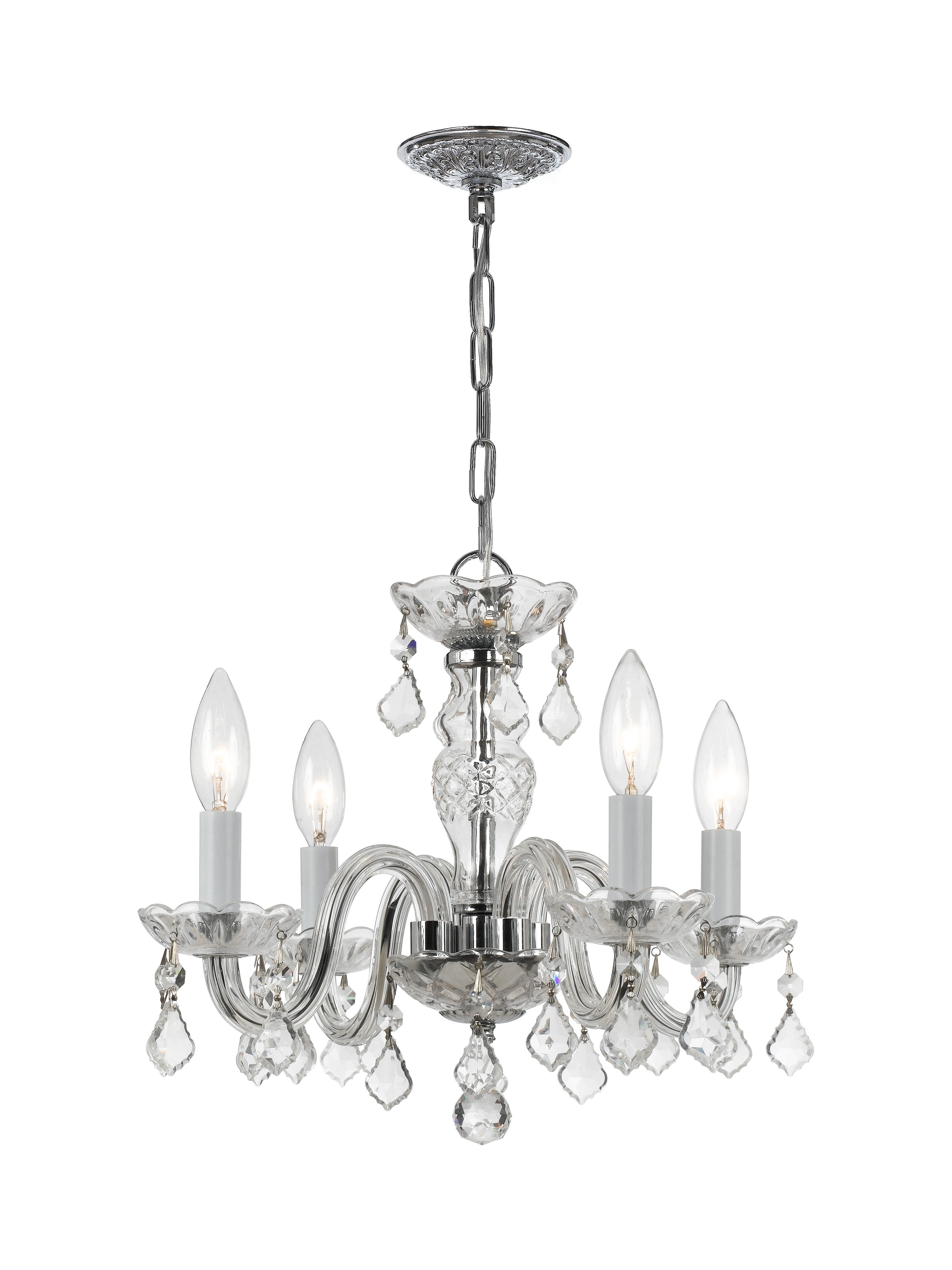 Traditional Crystal 15'' Italian Crystal Polished Chrome Chandelier