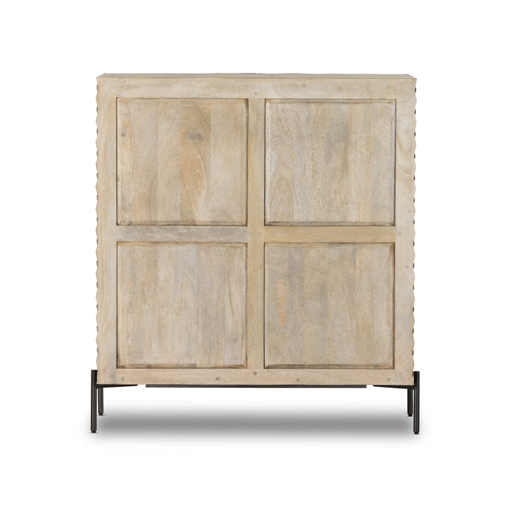 Raffael Bar Cabinet - Carved Stonewash Grey Mango
