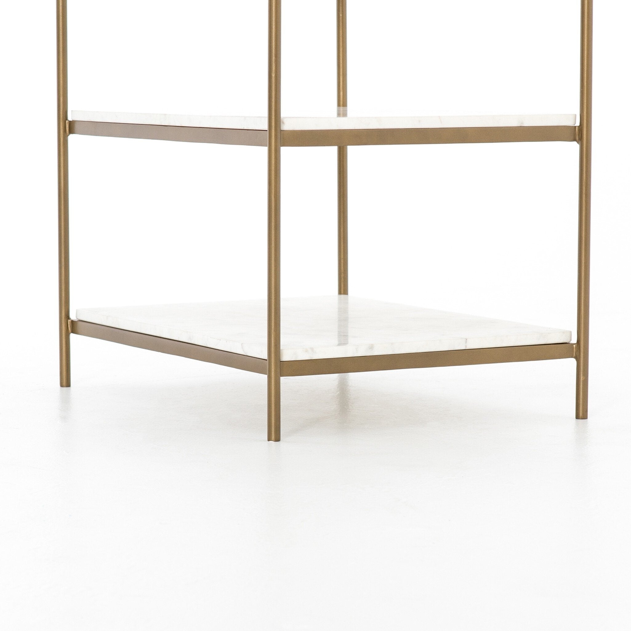 Felix Nightstand - Polished White Marble | Antique Brass