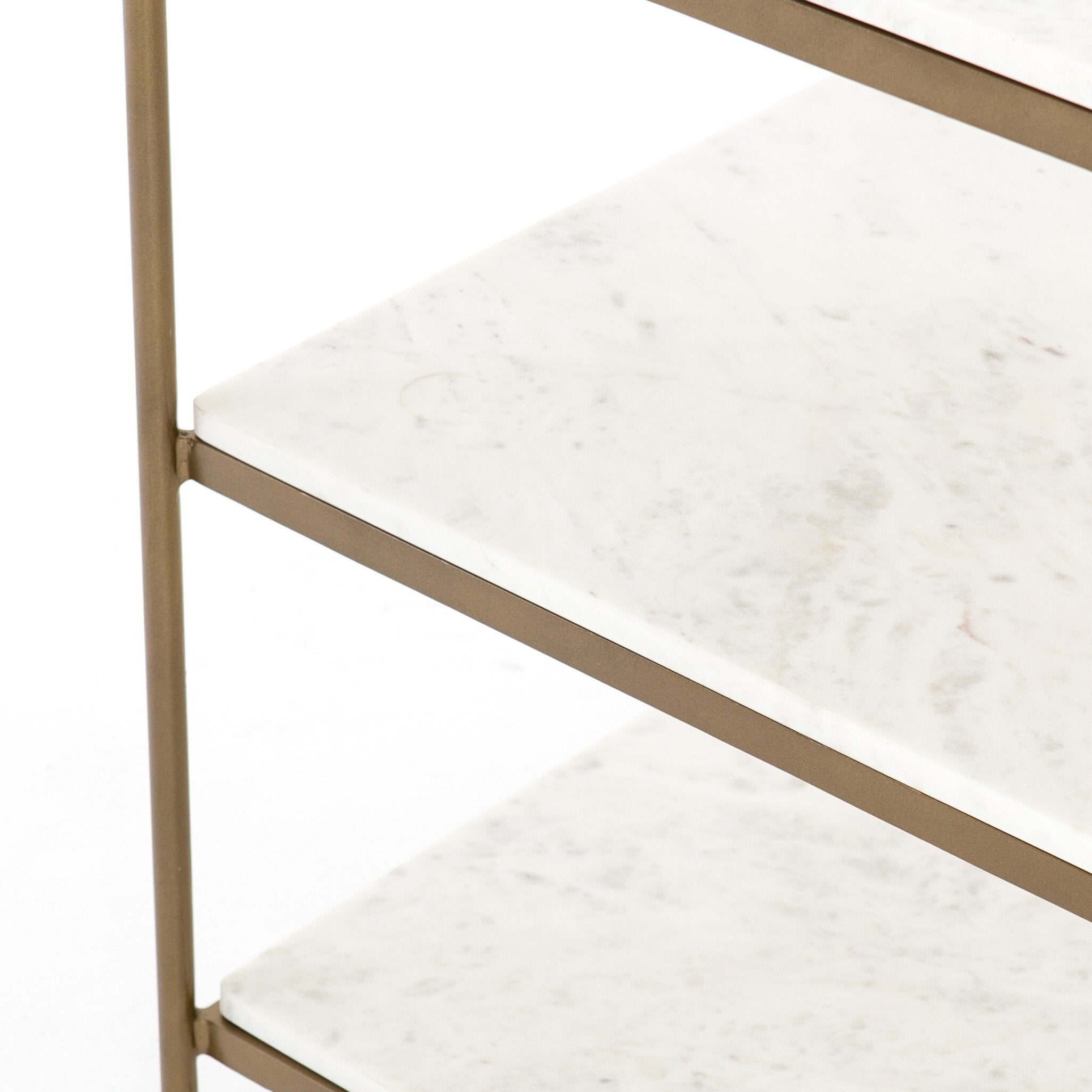 Felix Nightstand - Polished White Marble | Antique Brass