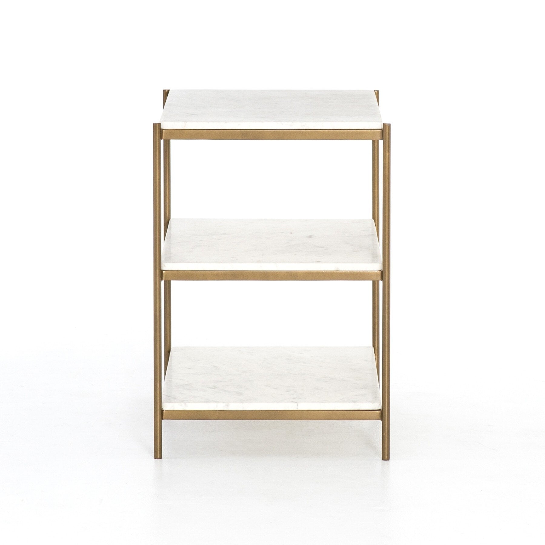 Felix Nightstand - Polished White Marble | Antique Brass