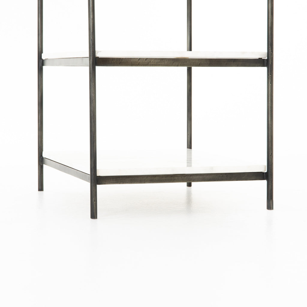 Felix Nightstand - Polished White Marble | Hammered Grey