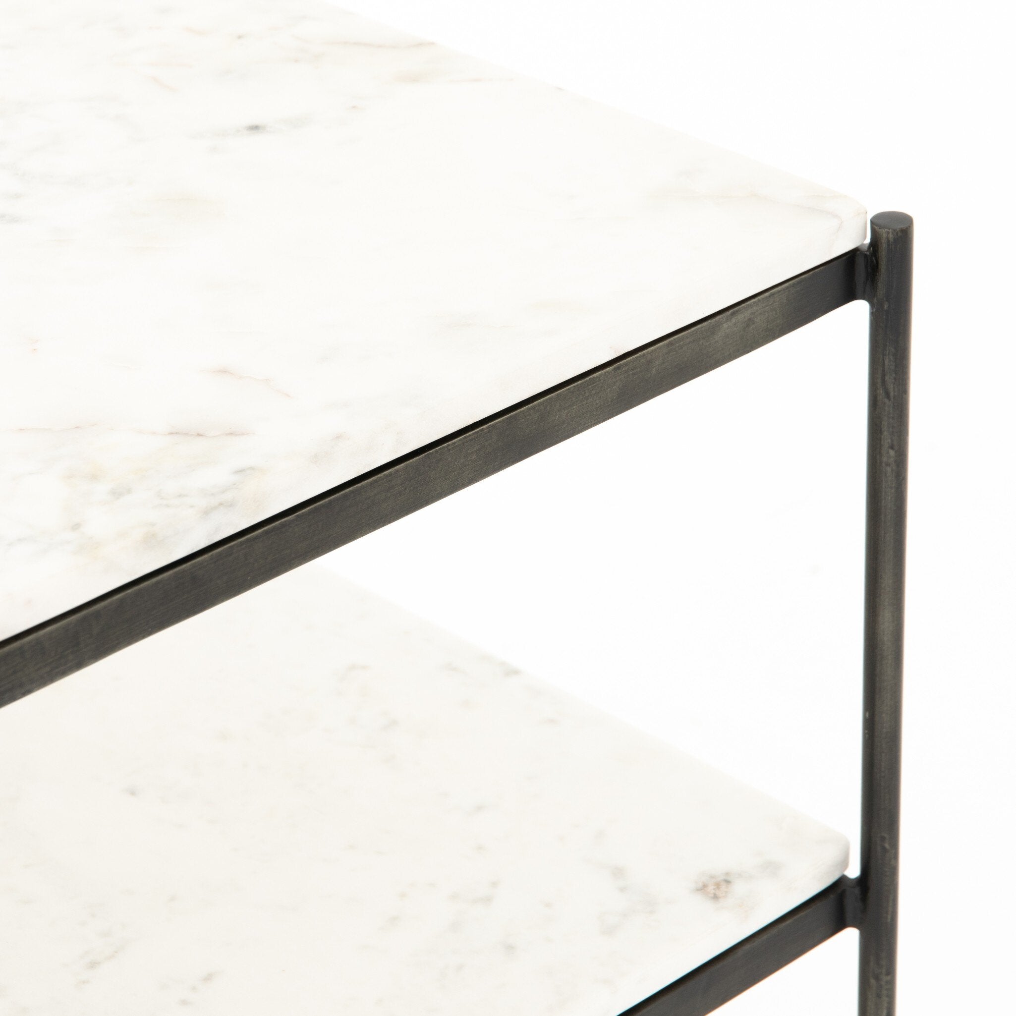 Felix Nightstand - Polished White Marble | Hammered Grey