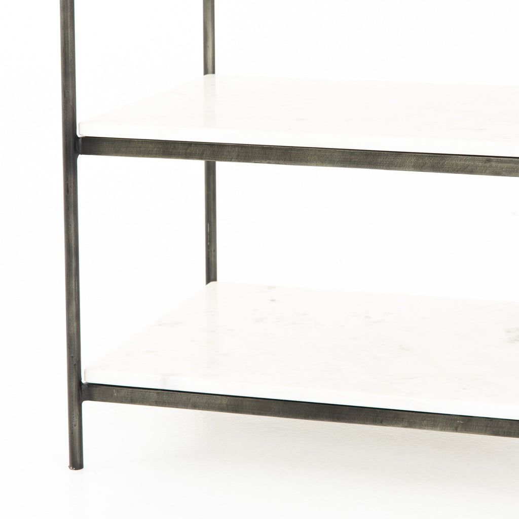 Felix Nightstand - Polished White Marble | Hammered Grey