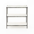 Felix Nightstand - Polished White Marble | Hammered Grey