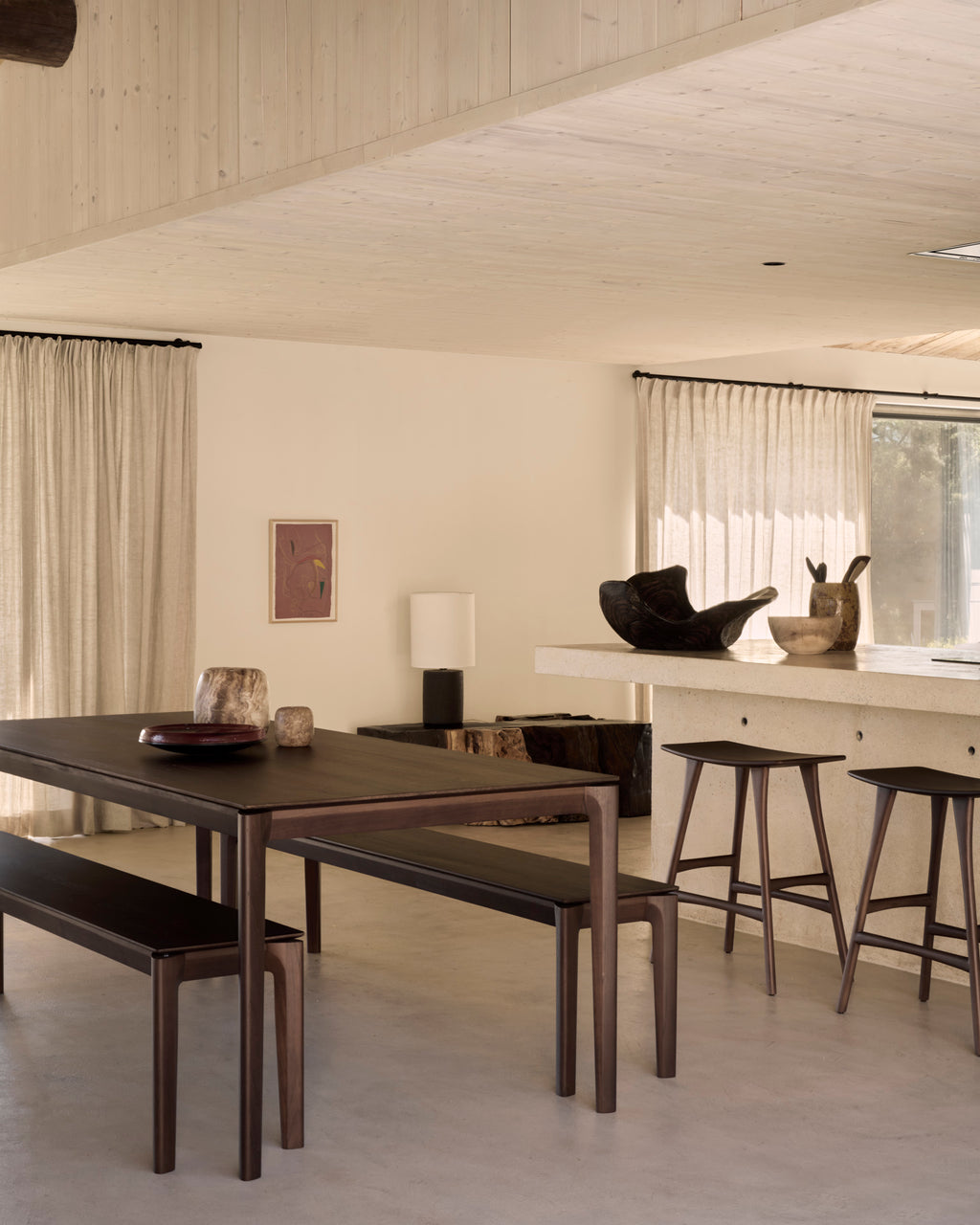 Bok Dining Table | Varnished Teak | Brown | Rectangular | 55" X 31"
