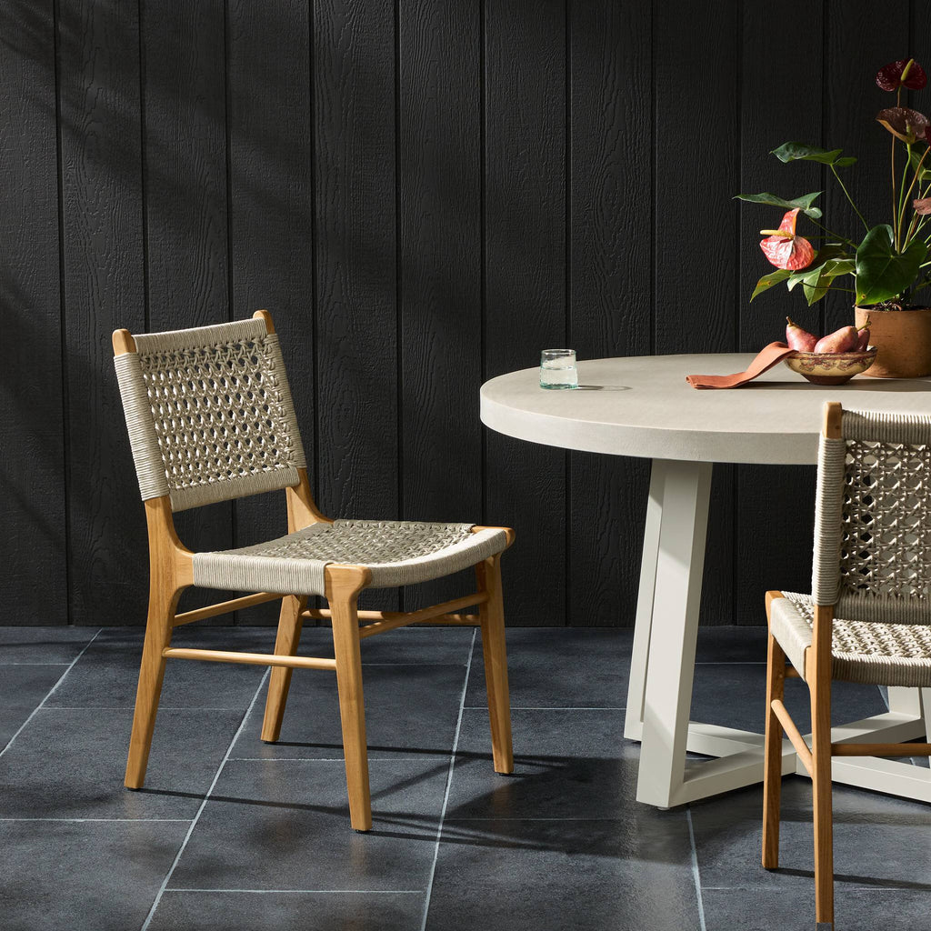 Delmar Outdoor Dining Chair - Ivory Rope | Natural Teak