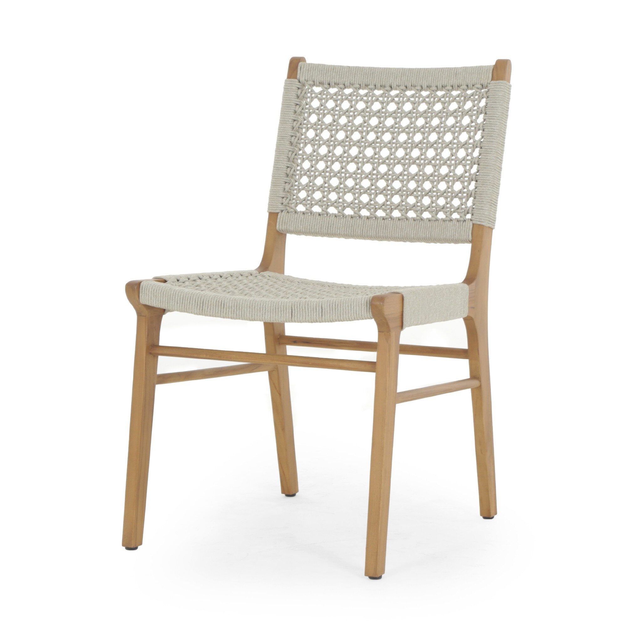 Delmar Outdoor Dining Chair - Ivory Rope | Natural Teak