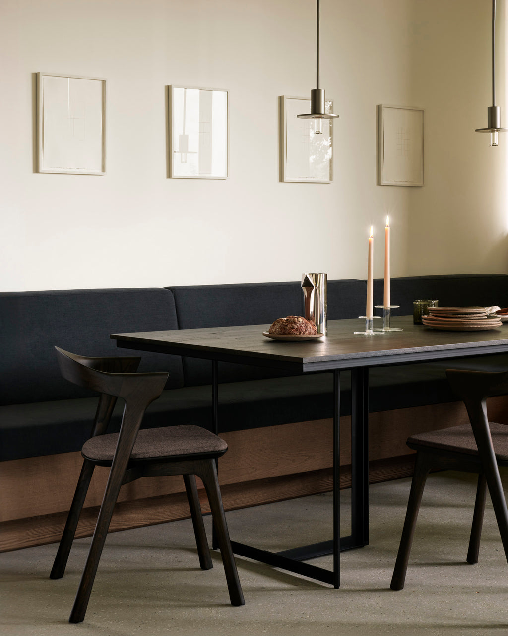Bok Dining Chair | Varnished Oak | Brown | Warm Brown Fabric