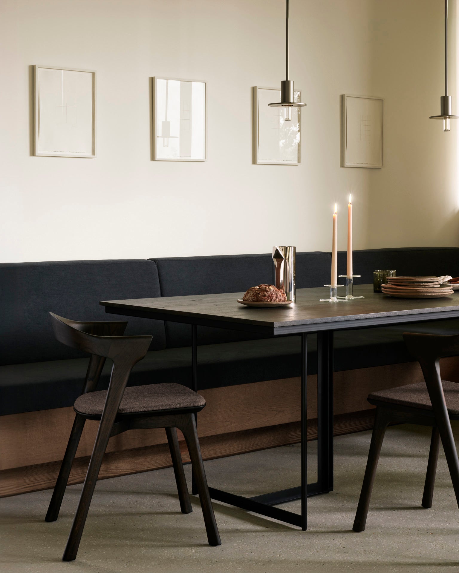 Bok Dining Chair | Varnished Oak | Brown | Warm Brown Fabric