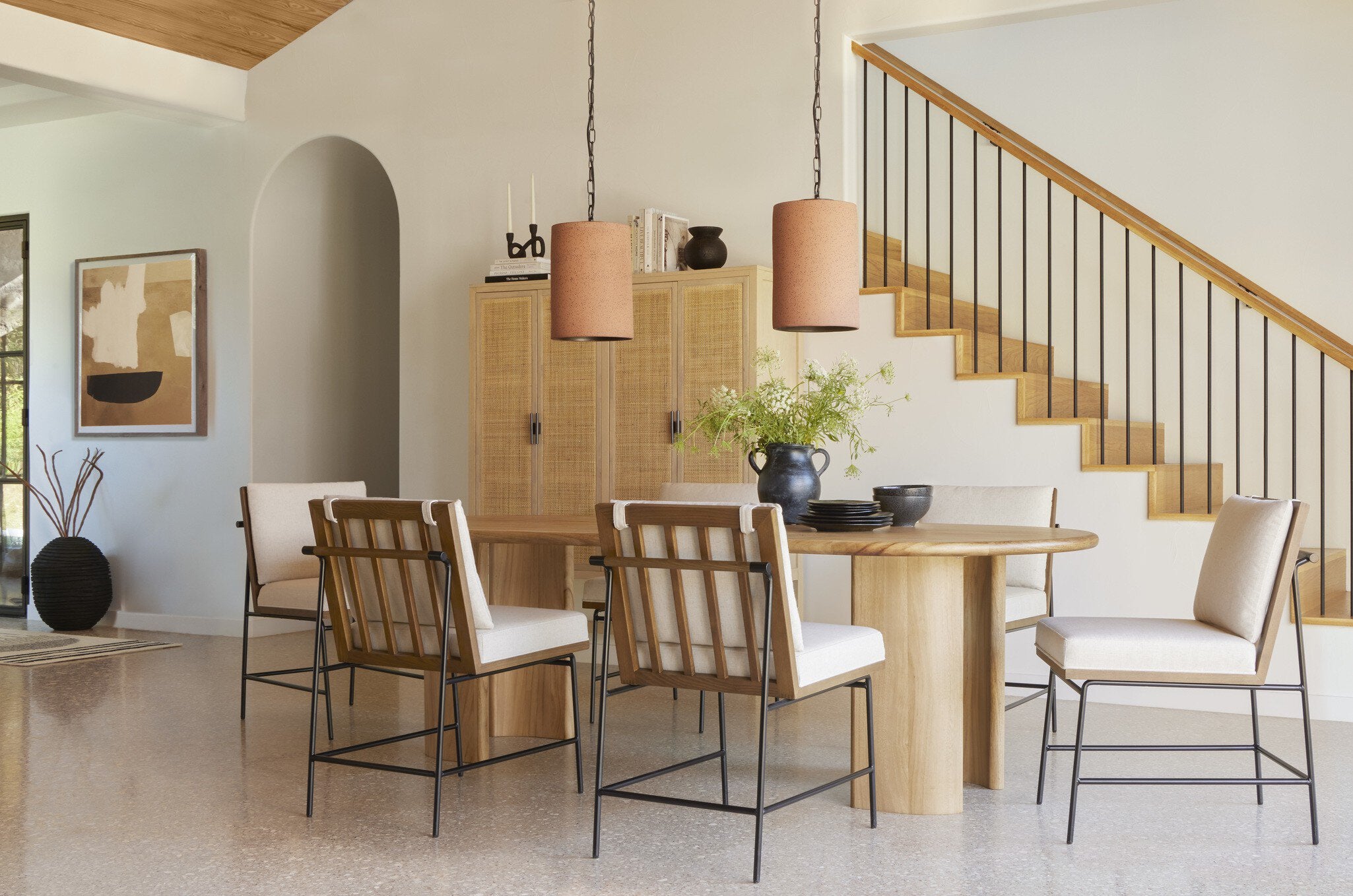 Crete Dining Chair - Savile Flax | Amber Oak