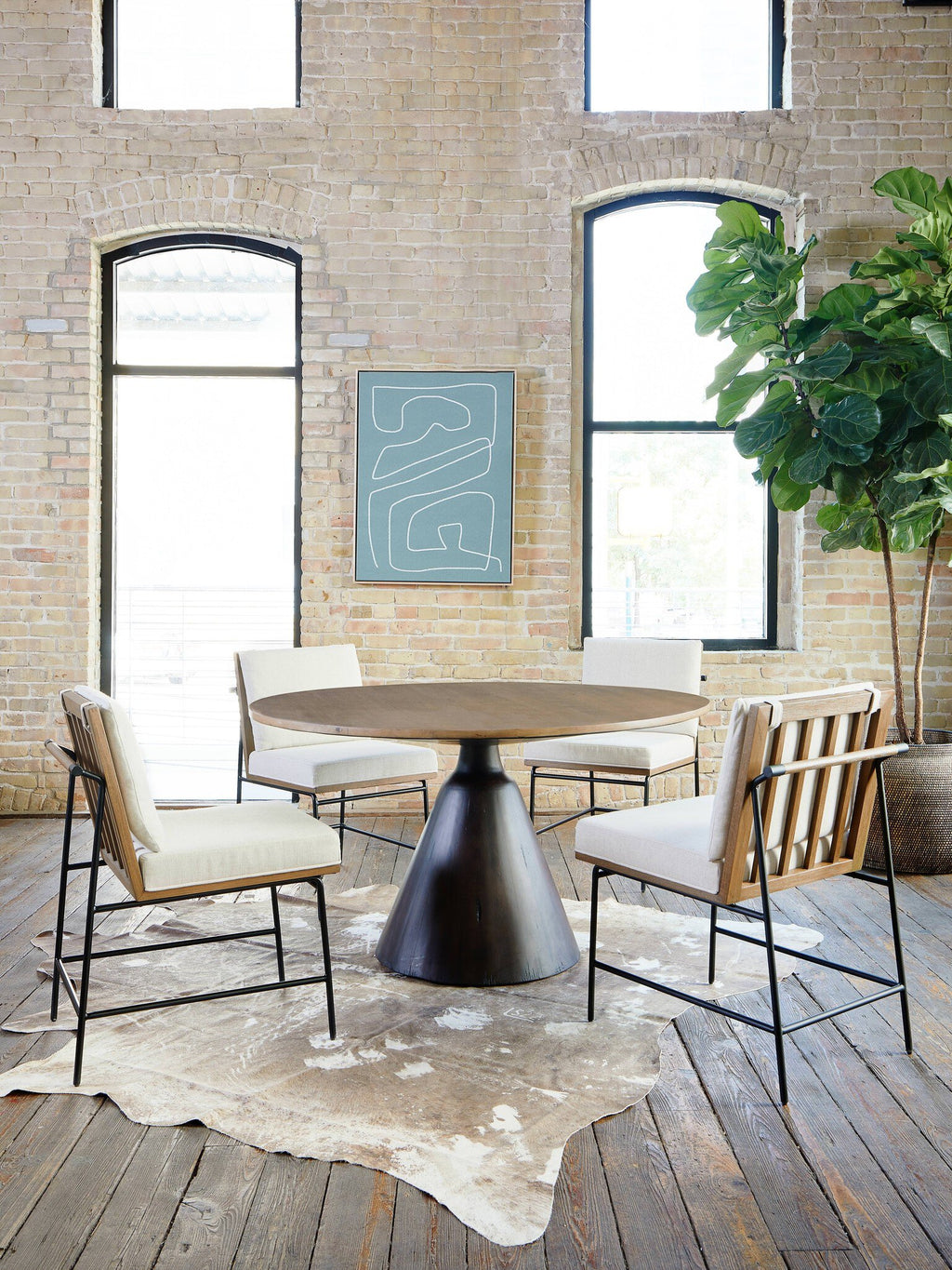 Crete Dining Chair - Savile Flax | Amber Oak