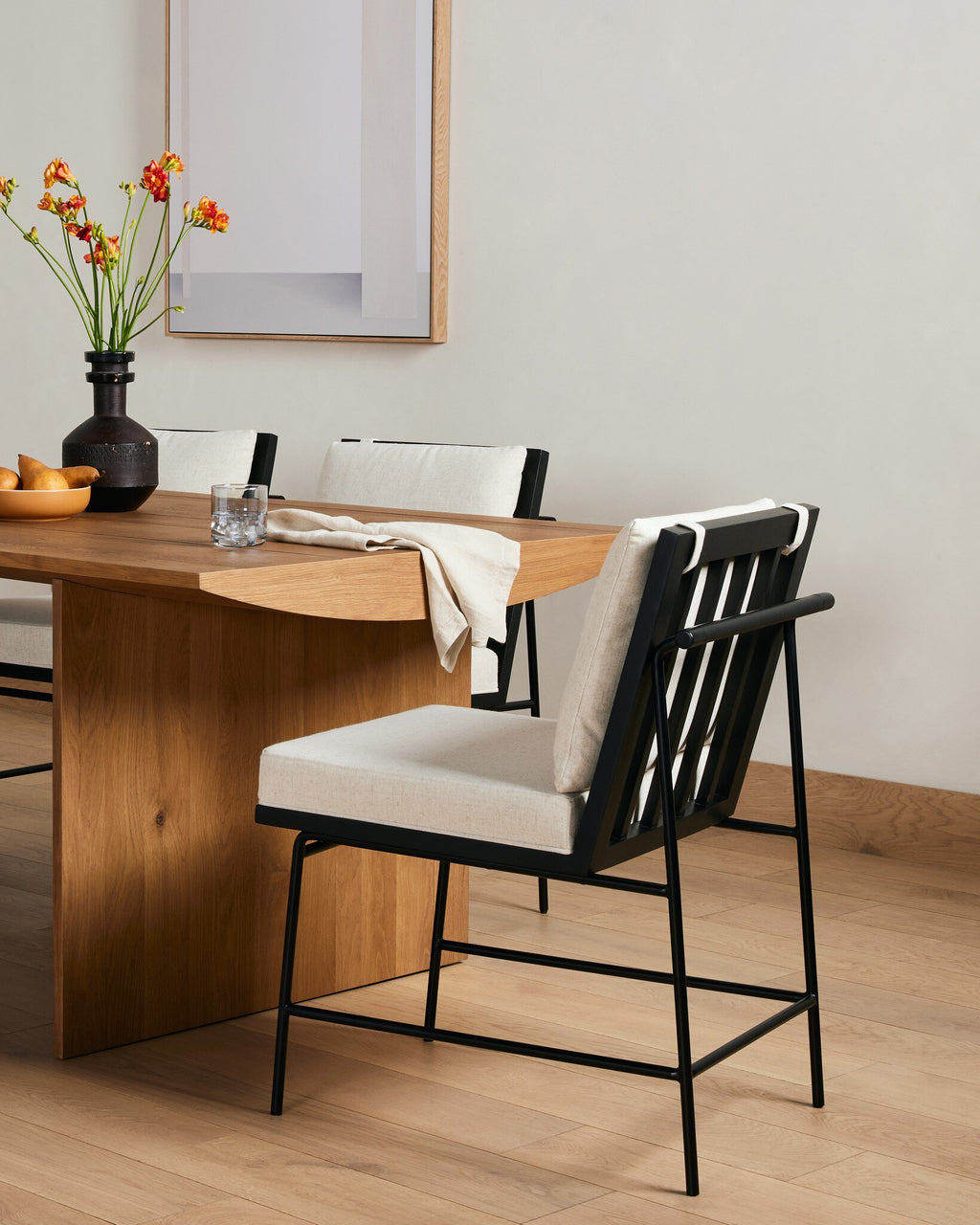Crete Dining Chair - Savile Flax | Brushed Ebony