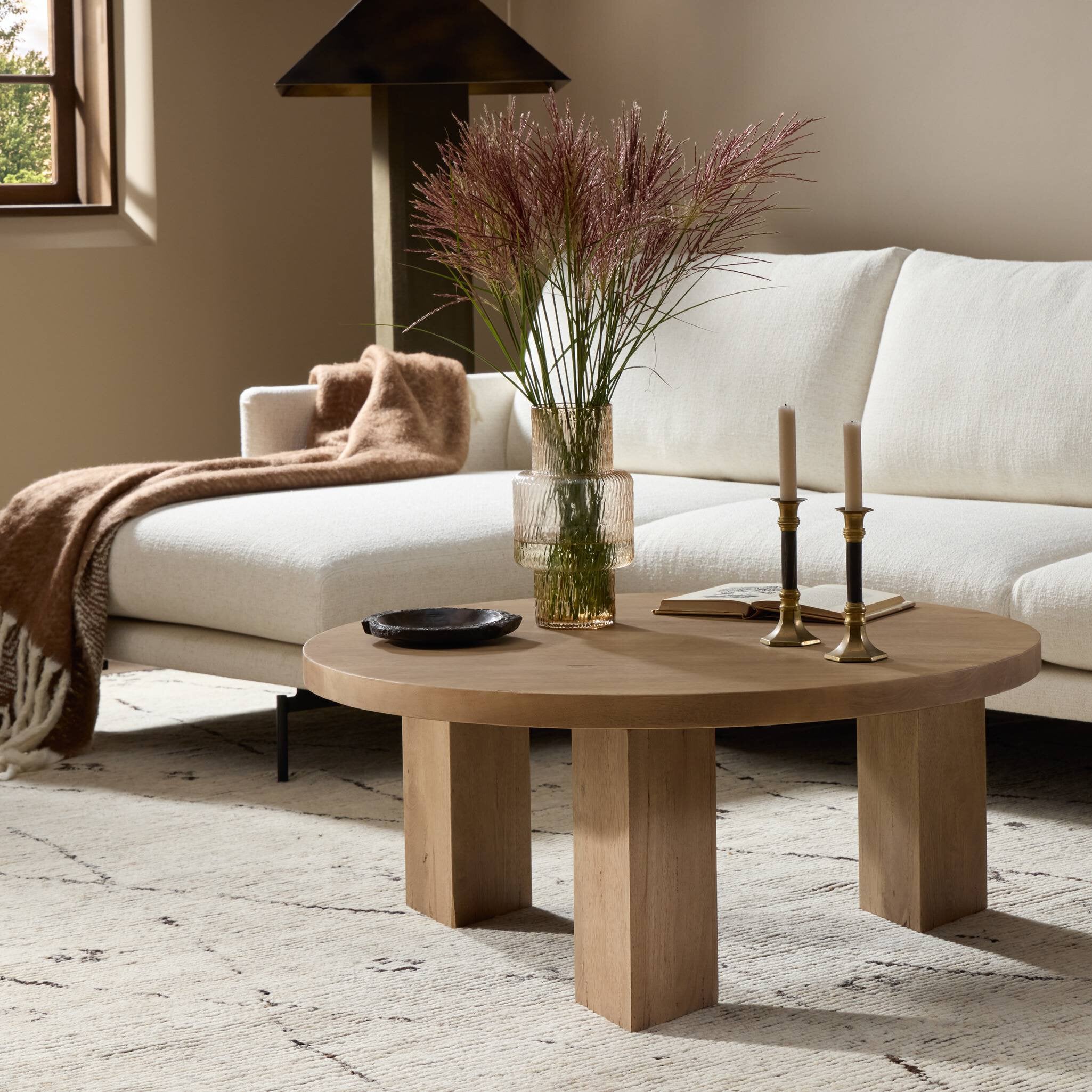 Mesa Round Coffee Table - Light Brushed Parawood | 38"