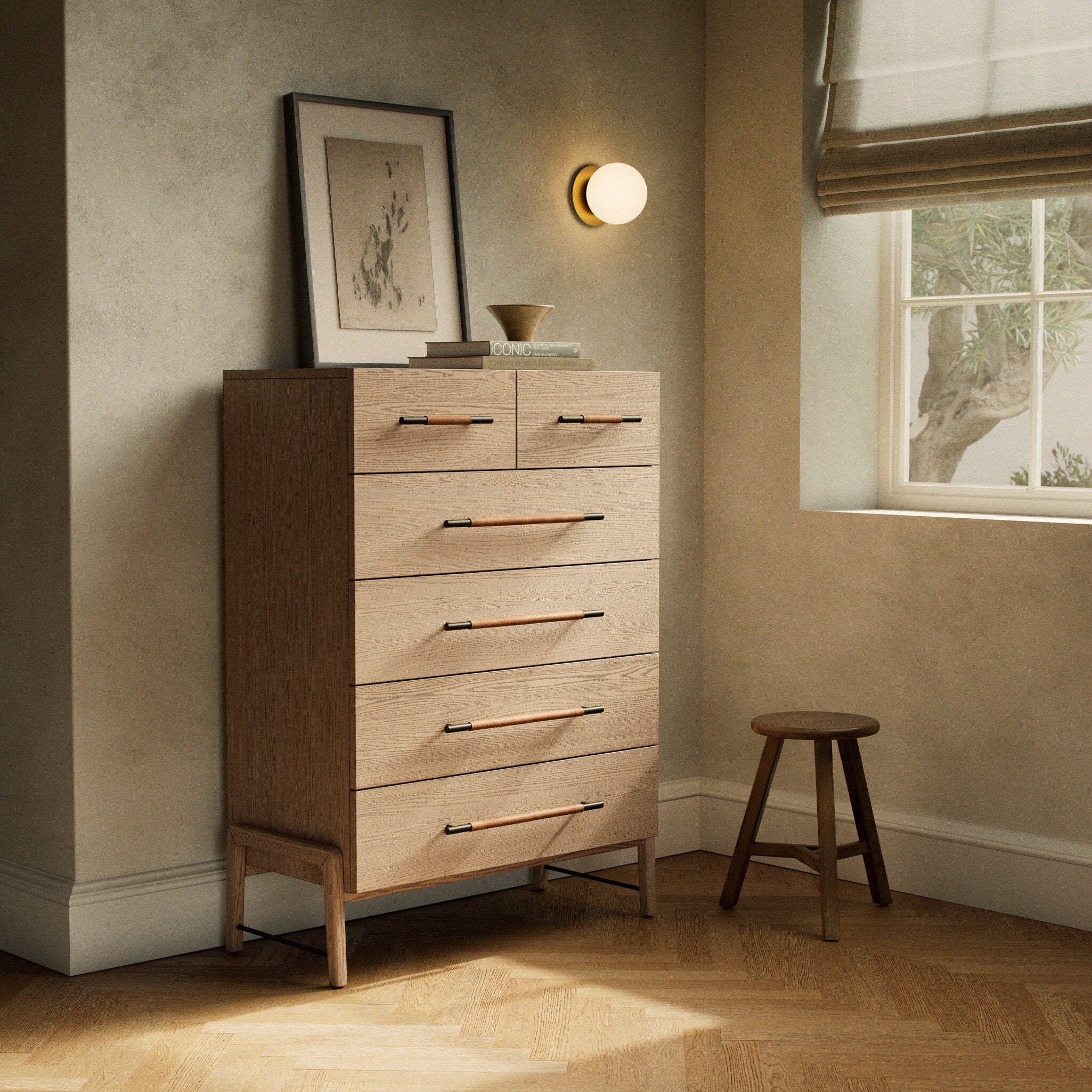 Rosedale 6 Drawer Tall Dresser - Yucca Oak Veneer