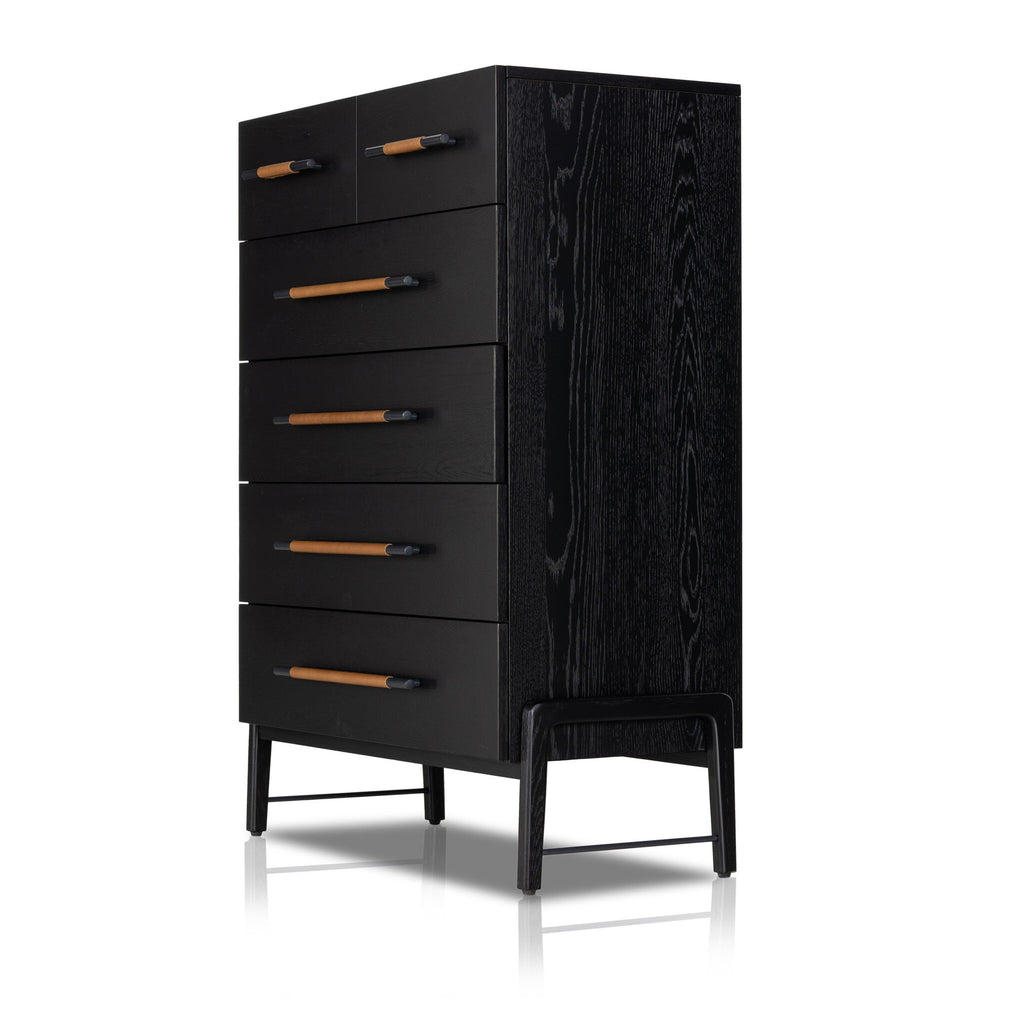 Rosedale 6 Drawer Tall Dresser - Ebony Oak Veneer