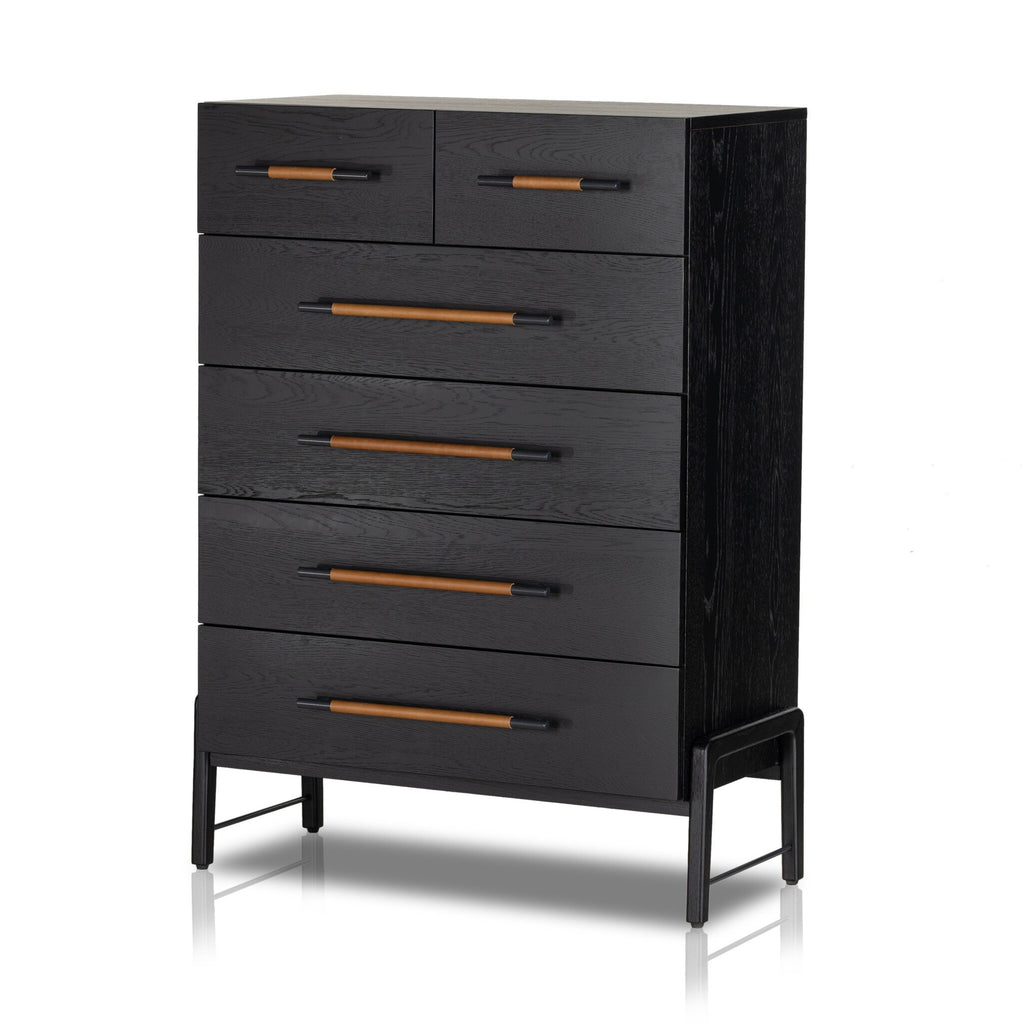 Rosedale 6 Drawer Tall Dresser - Ebony Oak Veneer