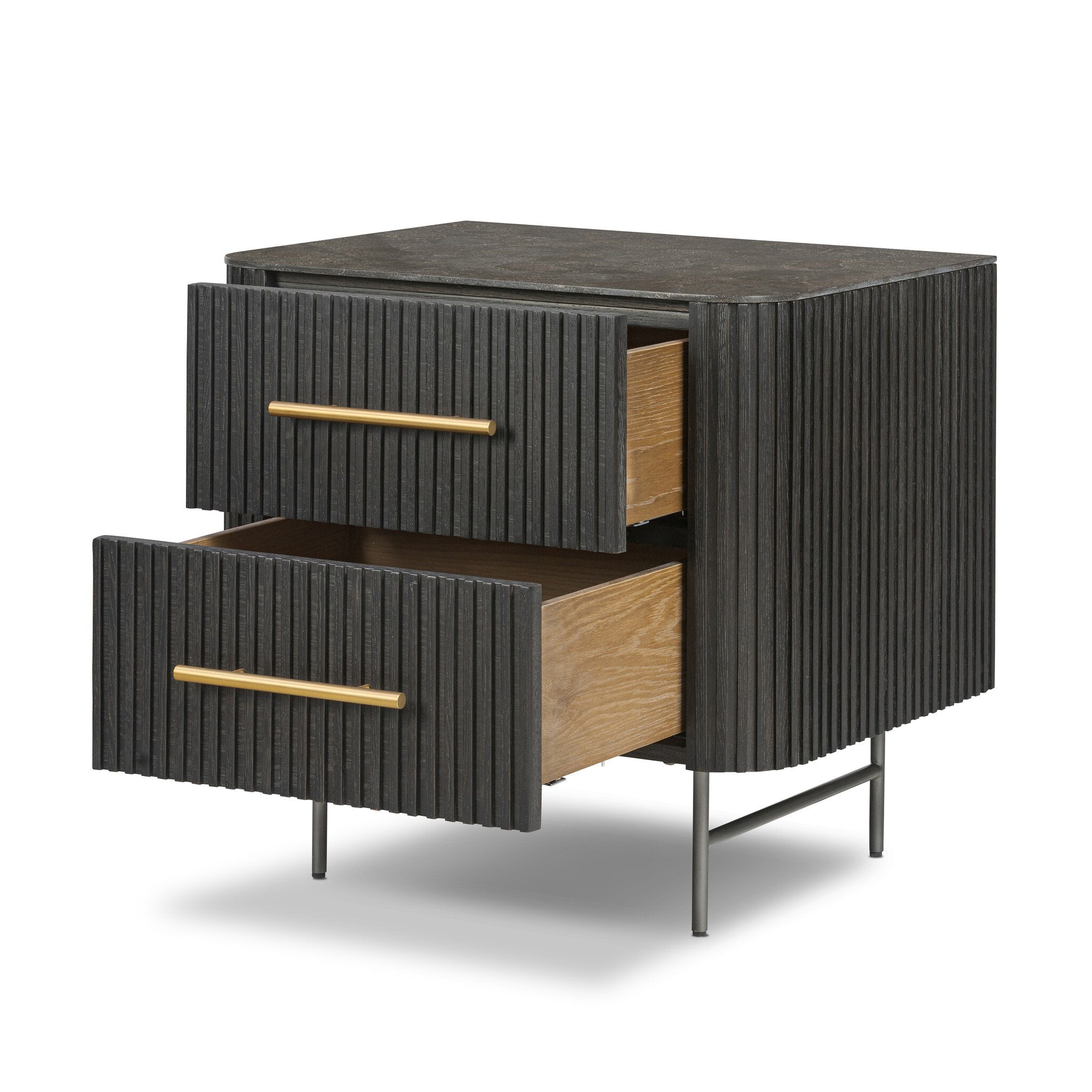 Fletcher Nightstand - Distressed Black