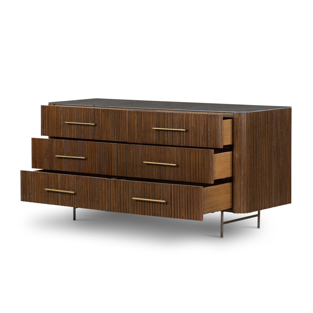 Fletcher 6 Drawer Dresser - Terra Brown Oak Veneer