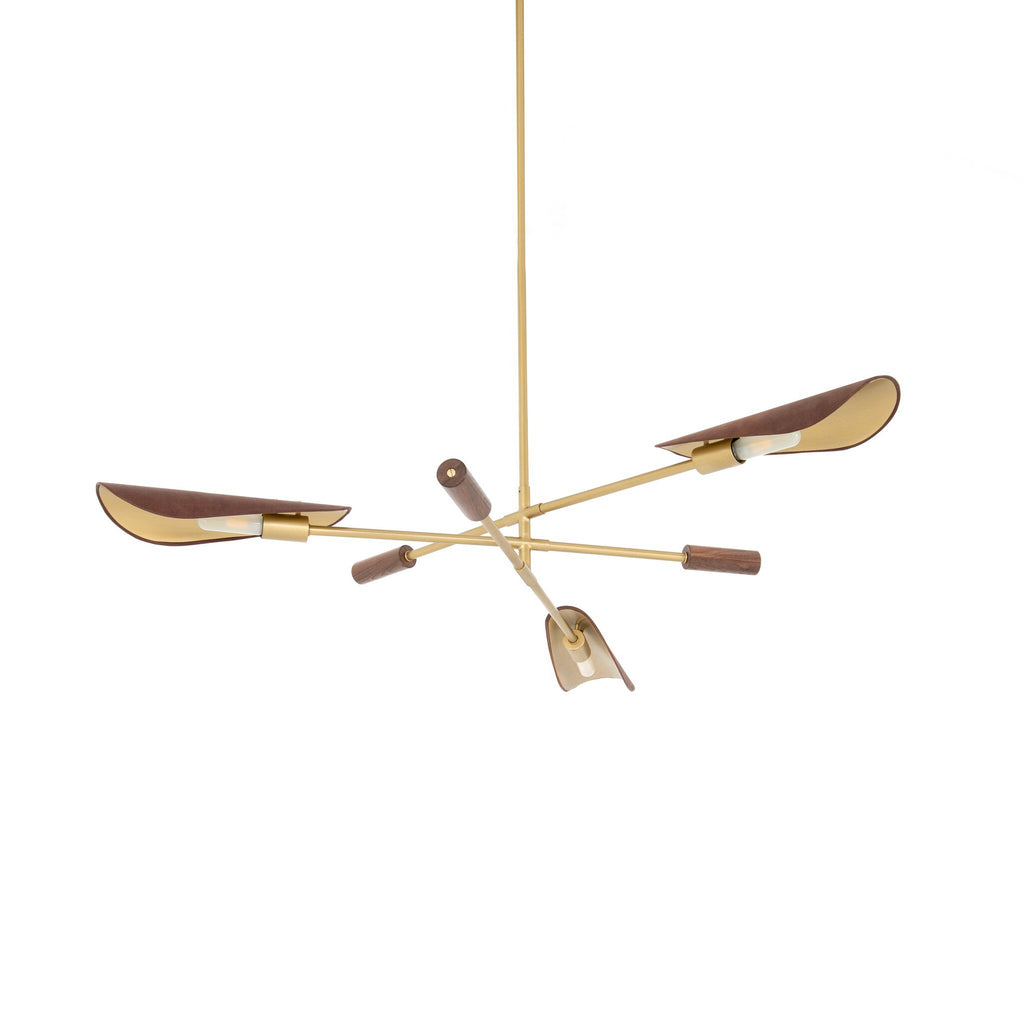 Astrid Chandelier - Antique Brass | Dark Brown Leather