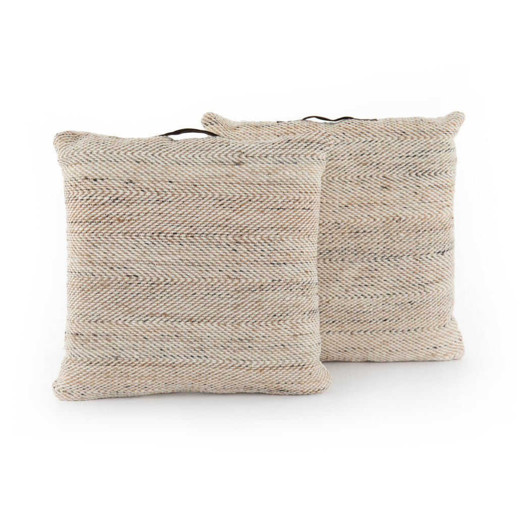 Neema Pouf-Set Heathered Wool - Neema Natural, Black