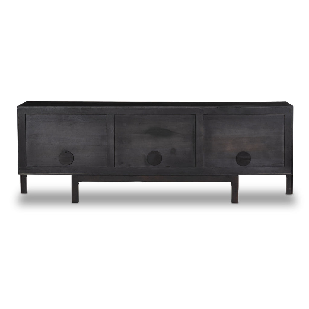 Reza Media Console - Worn Black Parawood