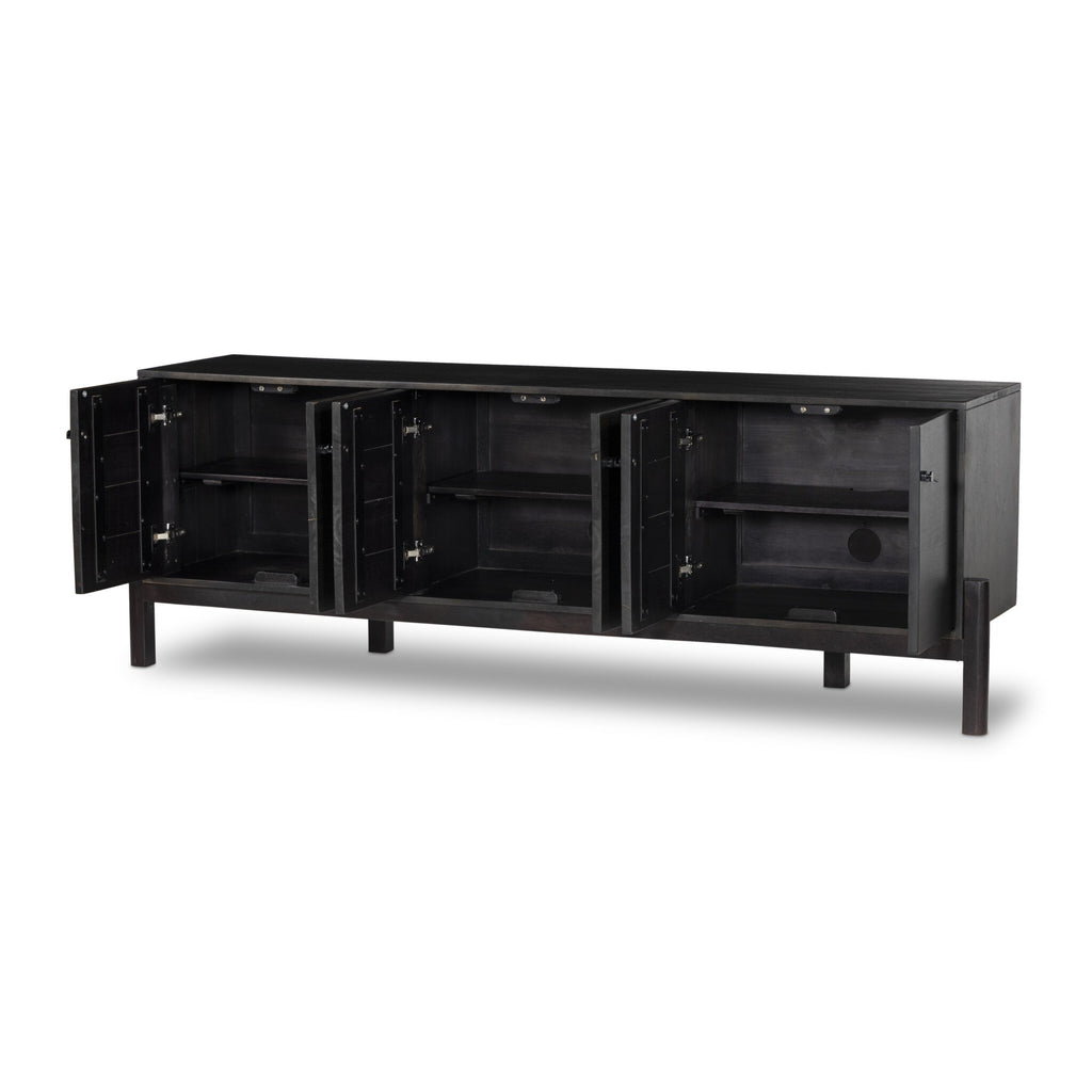 Reza Media Console - Worn Black Parawood