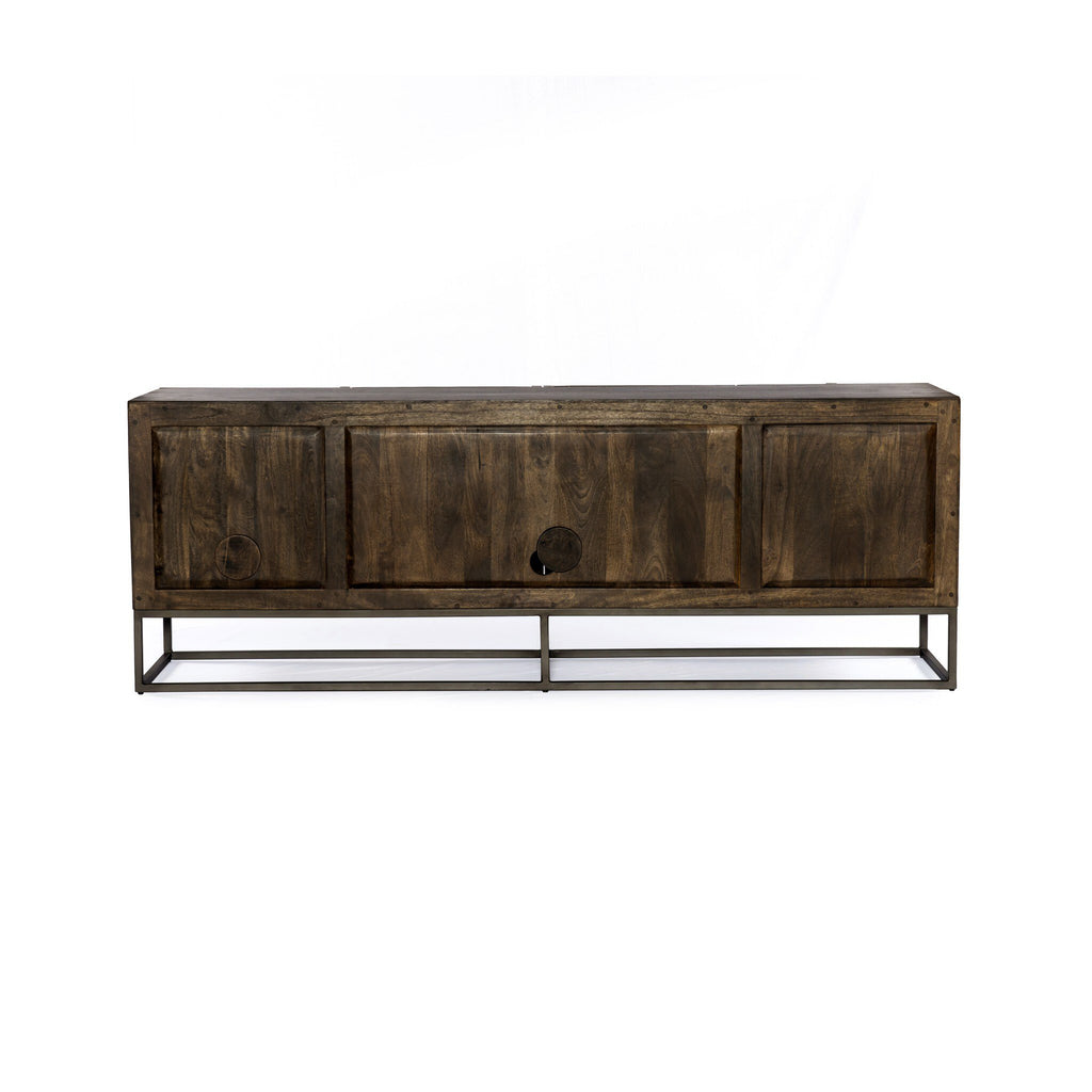 Kelby Media Console - Carved Vintage Brown