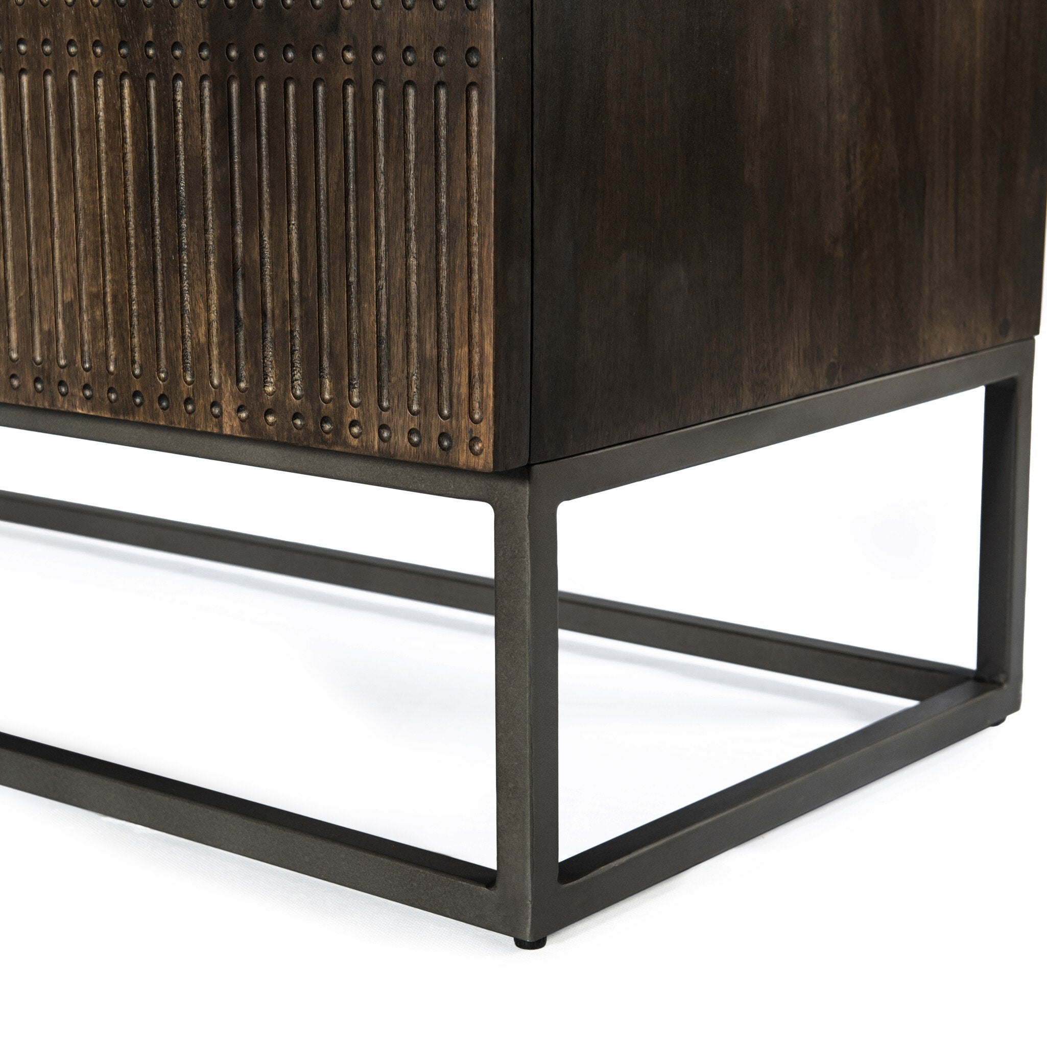 Kelby Media Console - Carved Vintage Brown