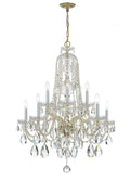 Traditional Crystal 32'' Hand Cut Crystal Polished Brass Chandelier