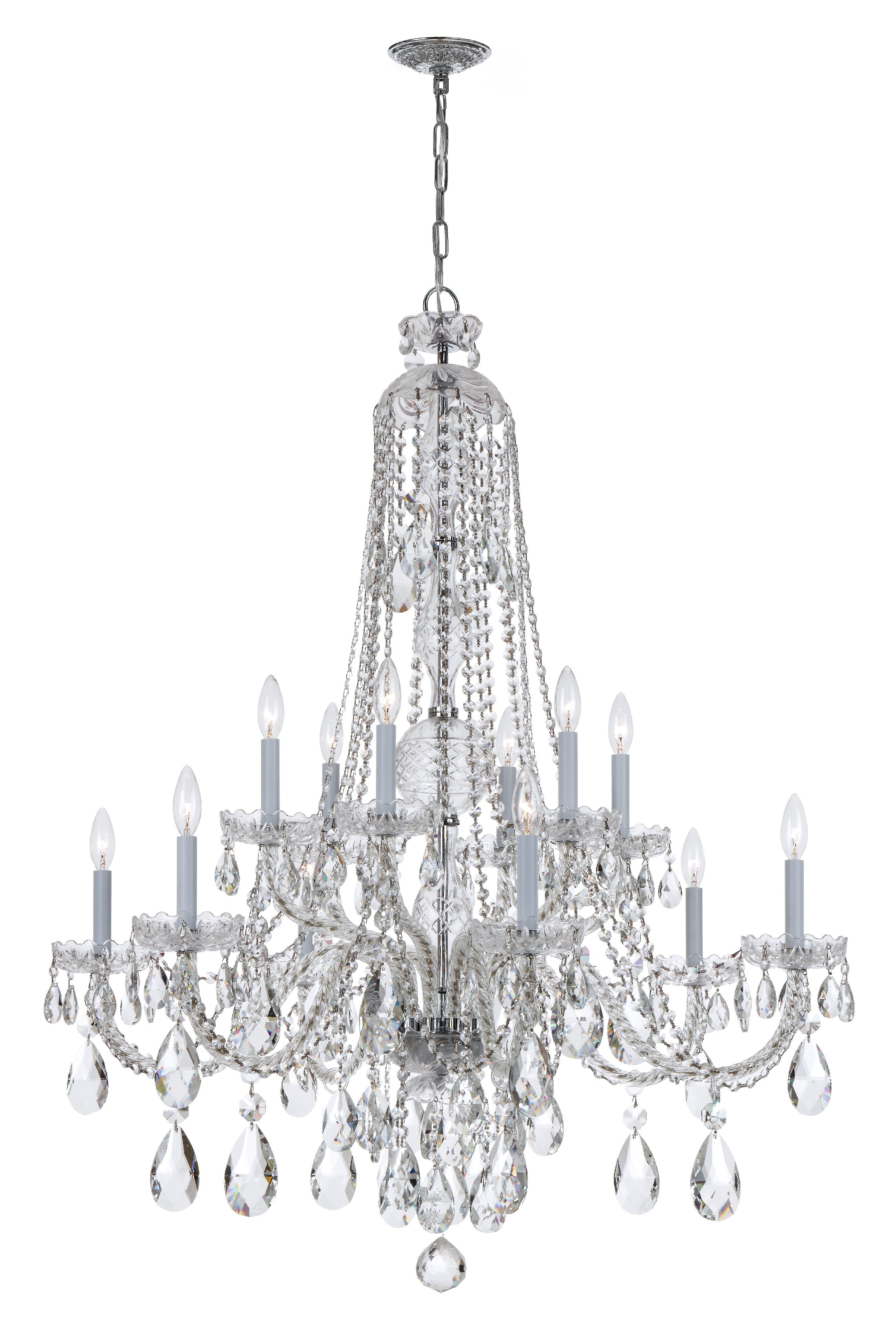 Traditional Crystal 37.5'' Swarovski Strass Crystal Polished Chrome Chandelier