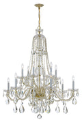 Traditional Crystal 42'' Hand Cut Crystal Polished Brass Chandelier