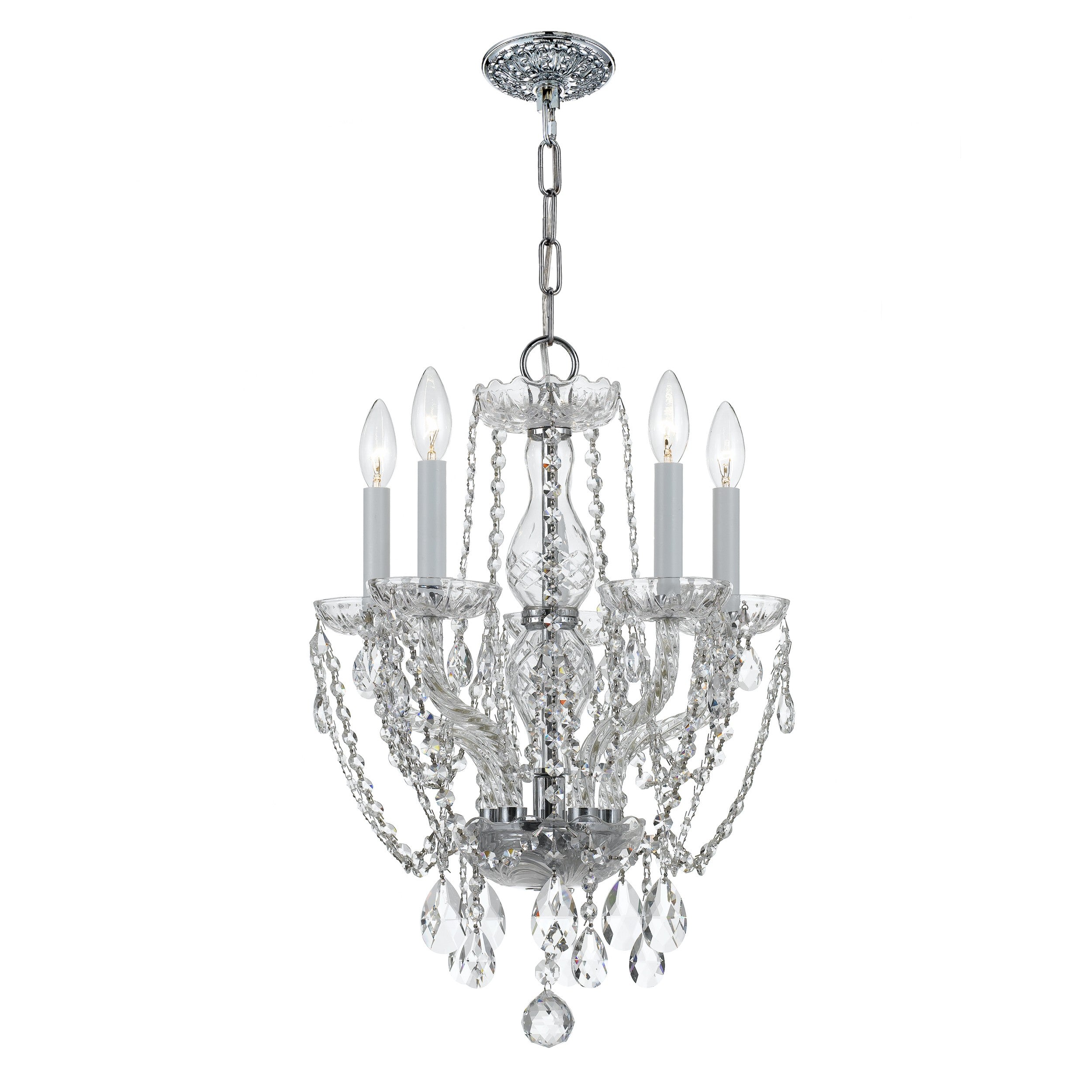 Traditional Crystal 14'' Hand Cut Crystal Polished Chrome Chandelier
