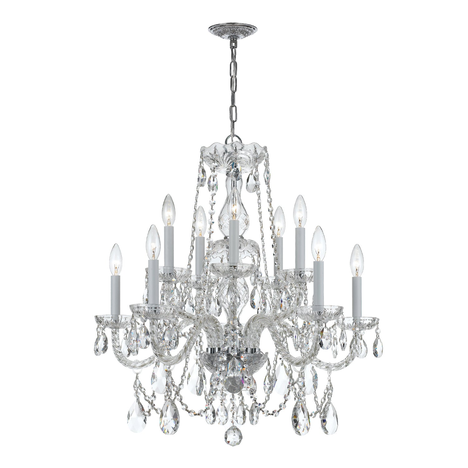 Traditional Crystal 26'' Swarovski Strass Crystal Polished Chrome Chandelier