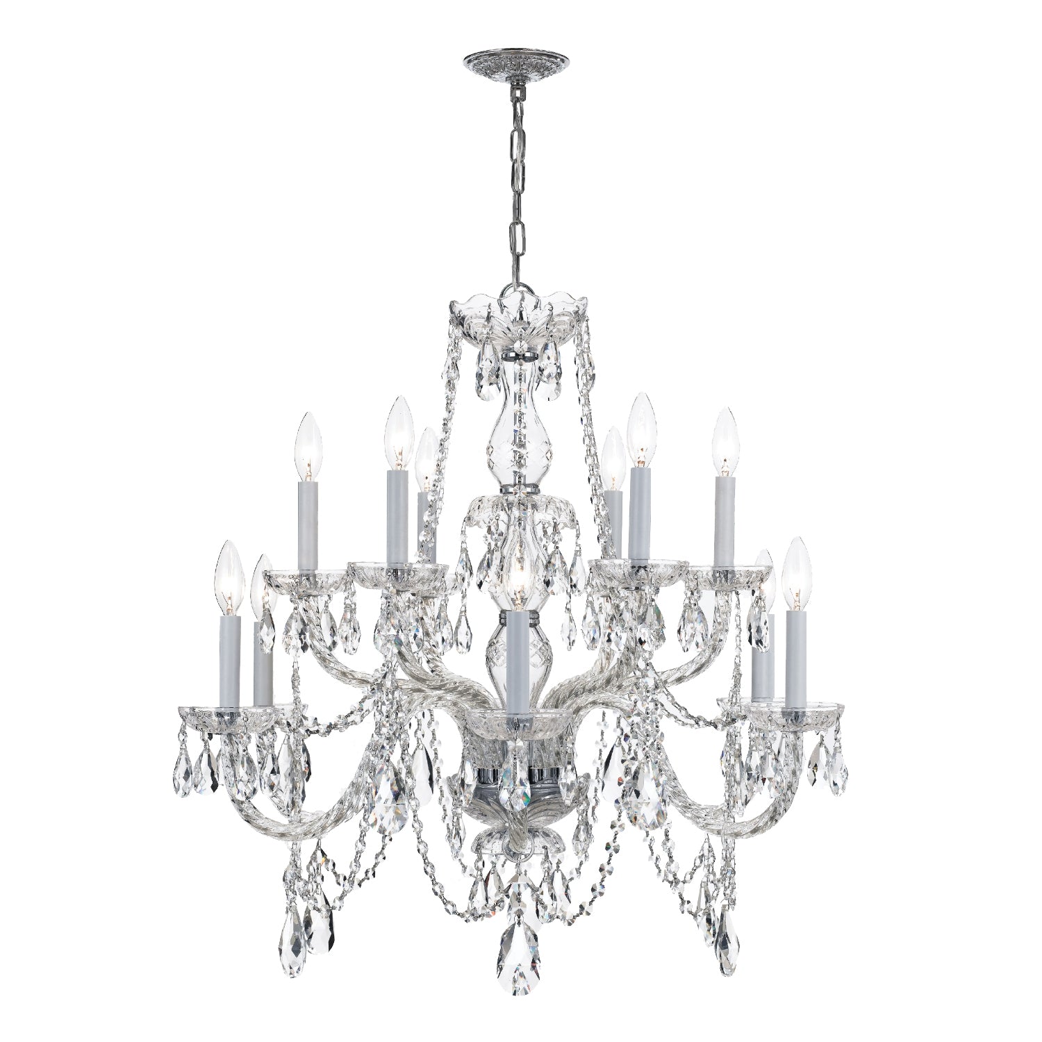 Traditional Crystal 31'' Swarovski Spectra Crystal Polished Chrome Chandelier