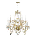 Traditional Crystal 31'' Swarovski Strass Crystal Polished Brass Chandelier