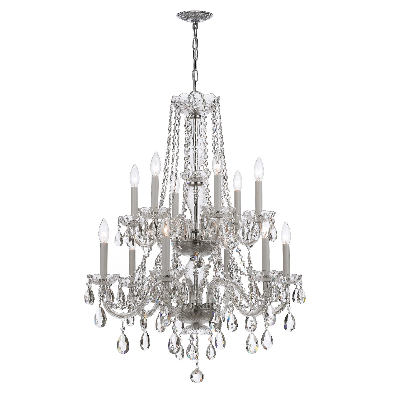 Traditional Crystal 26.5'' Hand Cut Crystal Polished Chrome Chandelier