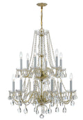 Traditional Crystal 26.5'' Swarovski Strass Crystal Polished Brass Chandelier