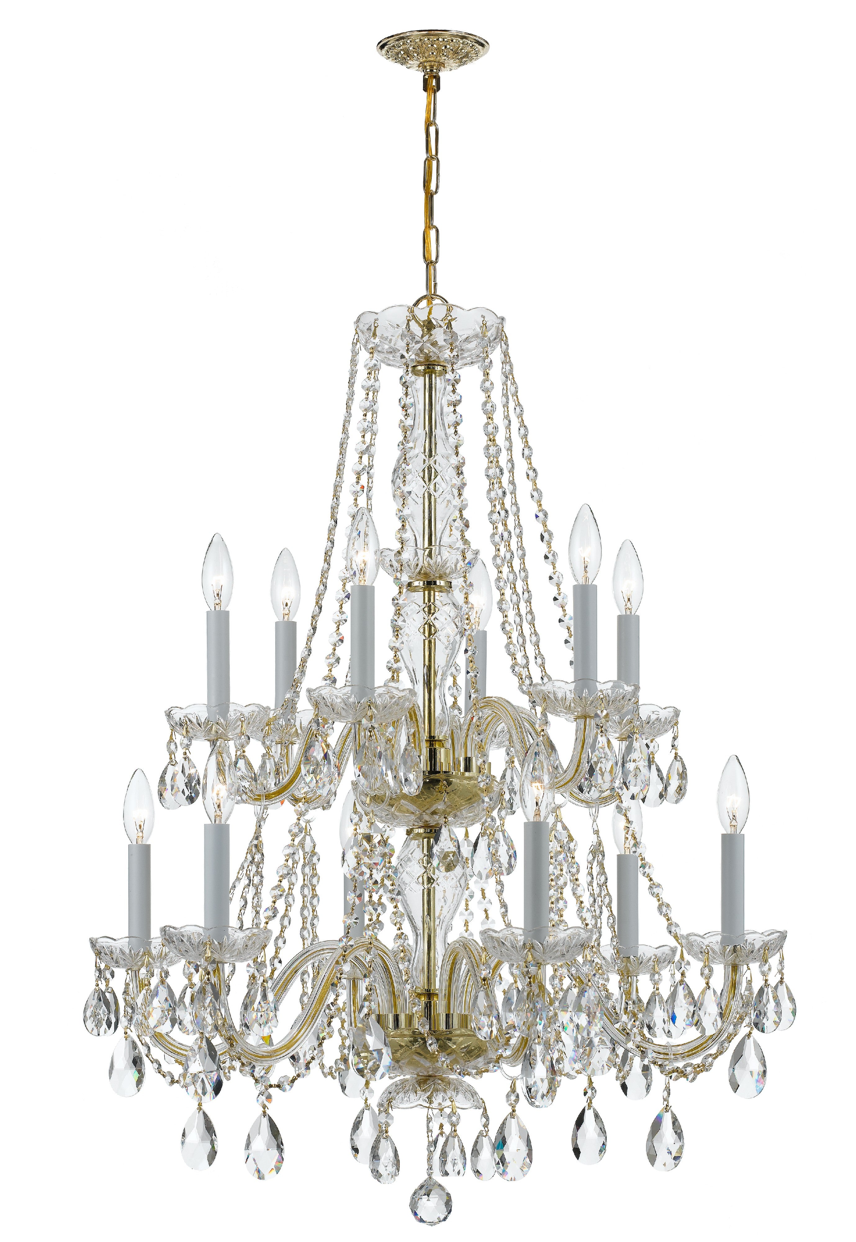 Traditional Crystal 26.5'' Swarovski Spectra Crystal Polished Brass Chandelier