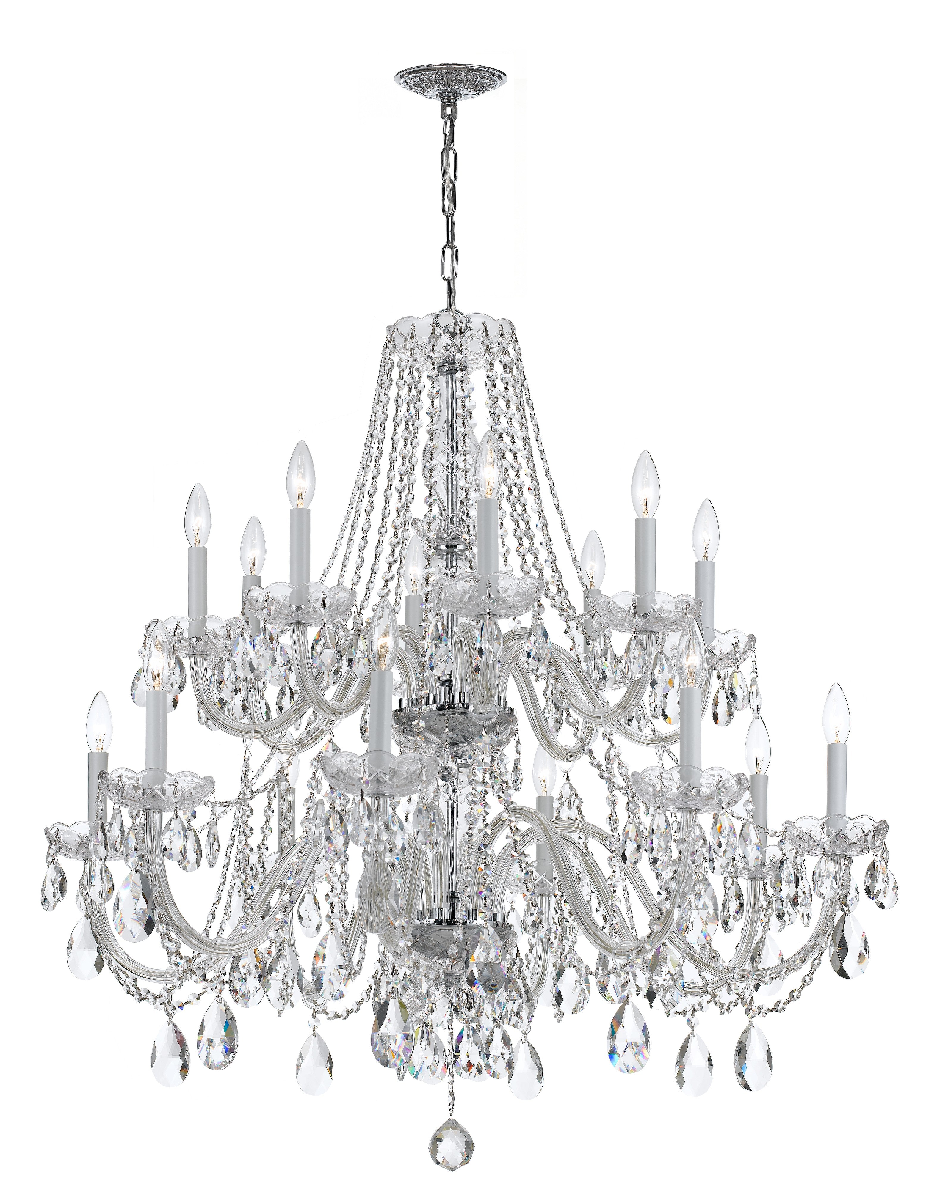 Traditional Crystal 37'' Swarovski Strass Crystal Polished Chrome Chandelier