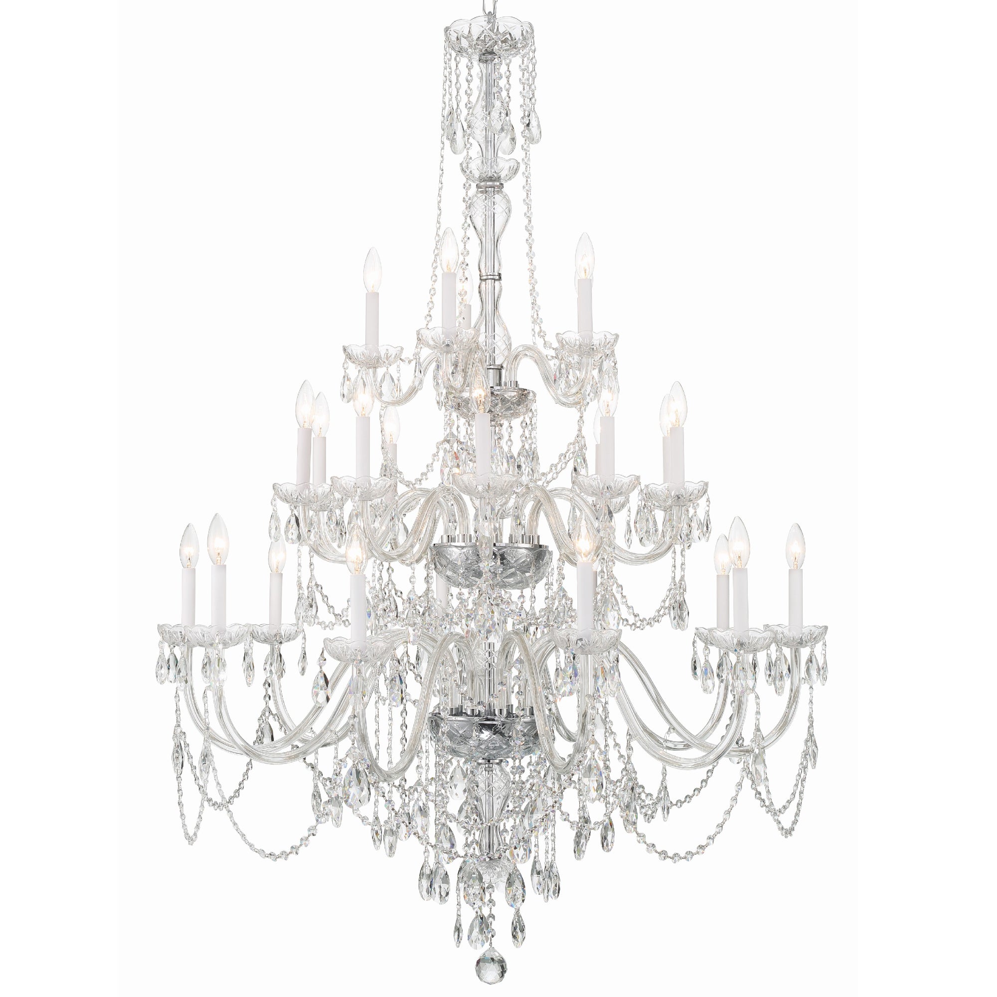 Traditional Crystal 45'' Hand Cut Crystal Polished Chrome Chandelier
