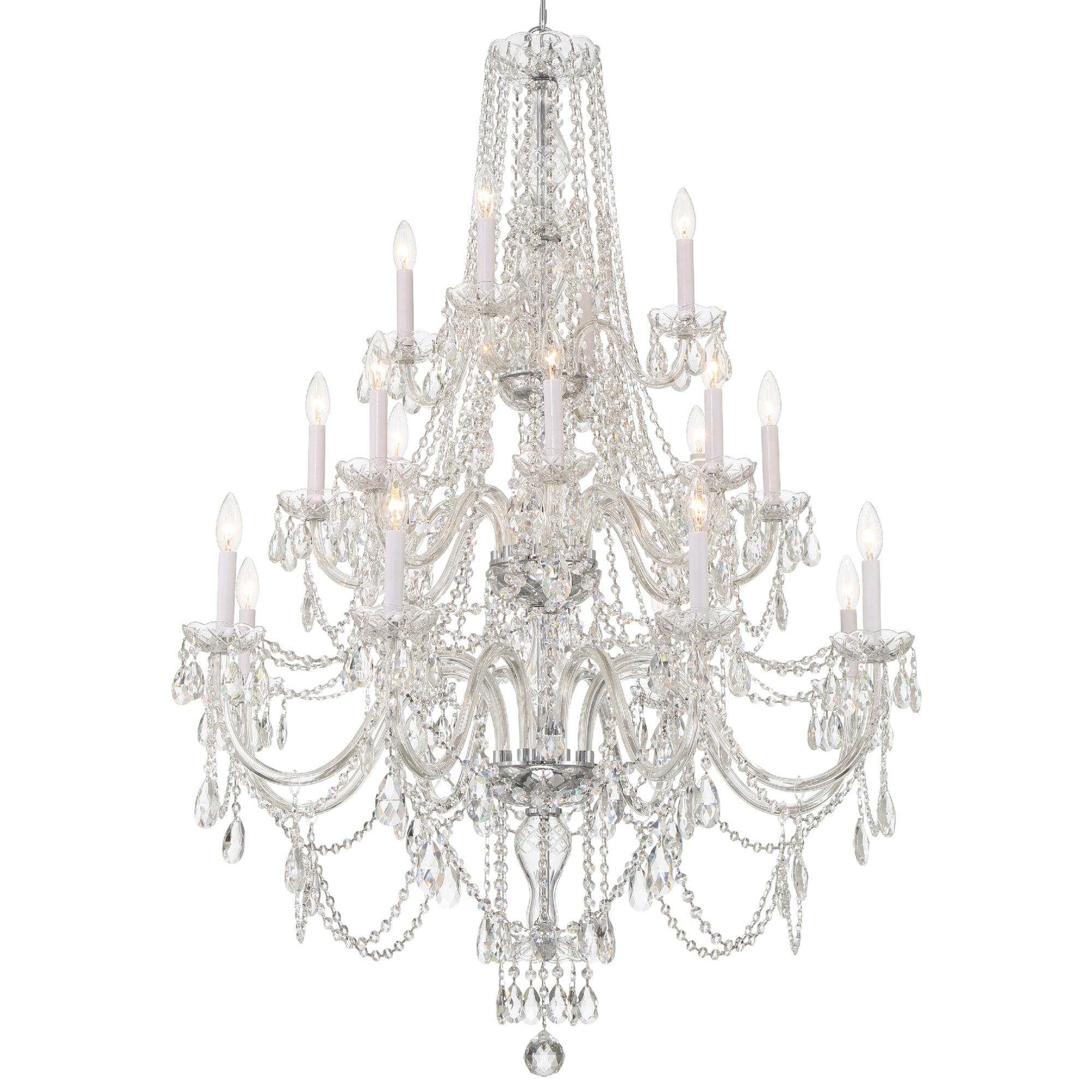 Traditional Crystal 38'' Hand Cut Crystal Polished Chrome Chandelier