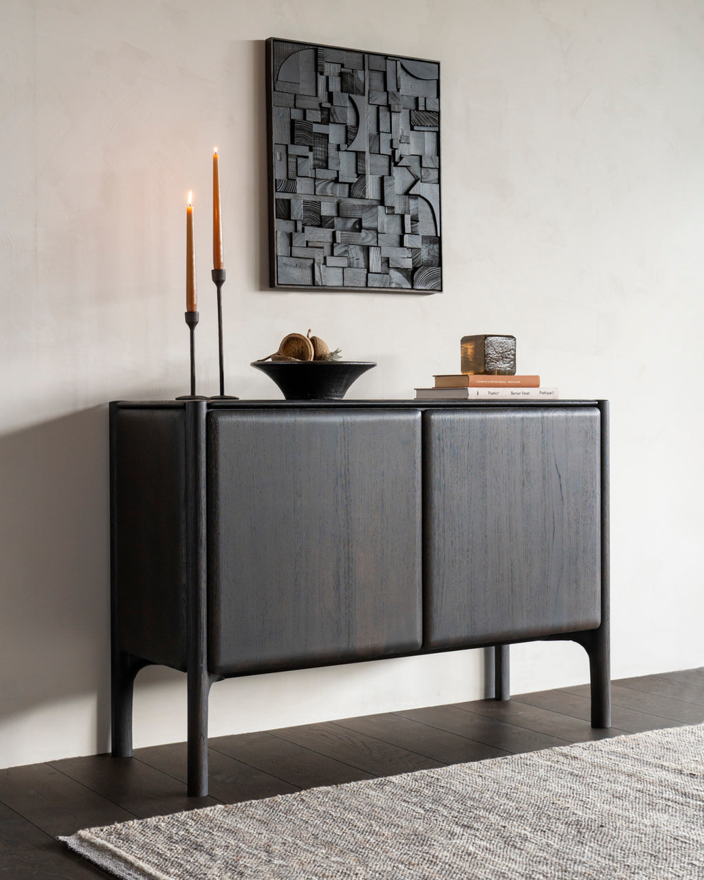 Pi Sideboard | Varnished Teak | Dark Brown | 2 Doors