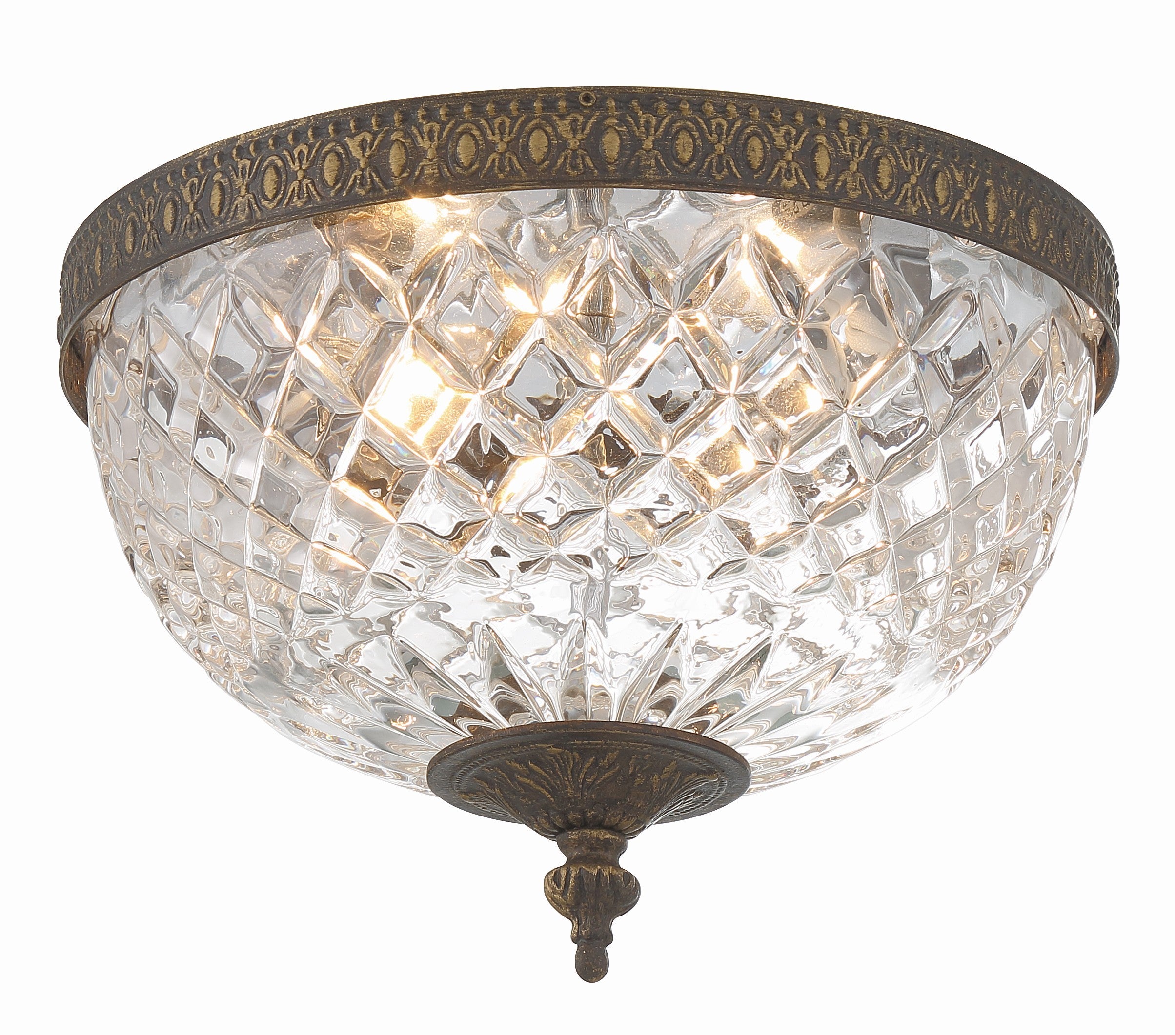 Radley 10'' English Bronze Faceted Cut Glass Bowl Flush Mount