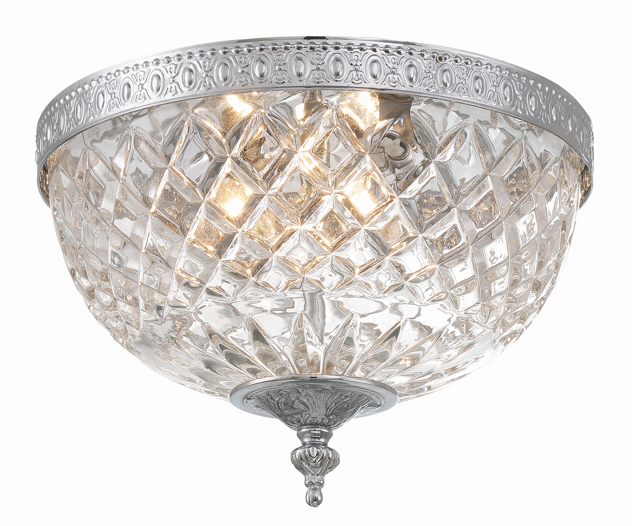 Radley 12'' Polished Chrome Faceted Cut Glass Bowl Flush Mount