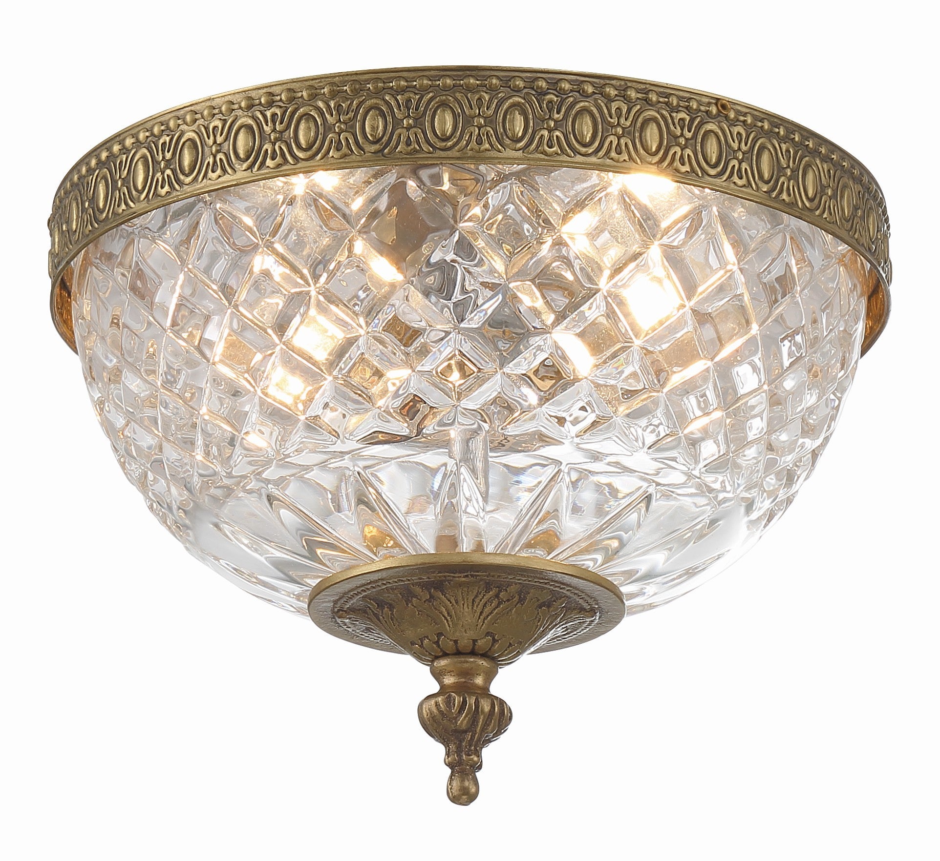 Radley 8'' Olde Brass Faceted Cut Glass Bowl Flush Mount