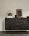 Tabwa Sideboard | Varnished Teak | Off Black | 3 Doors