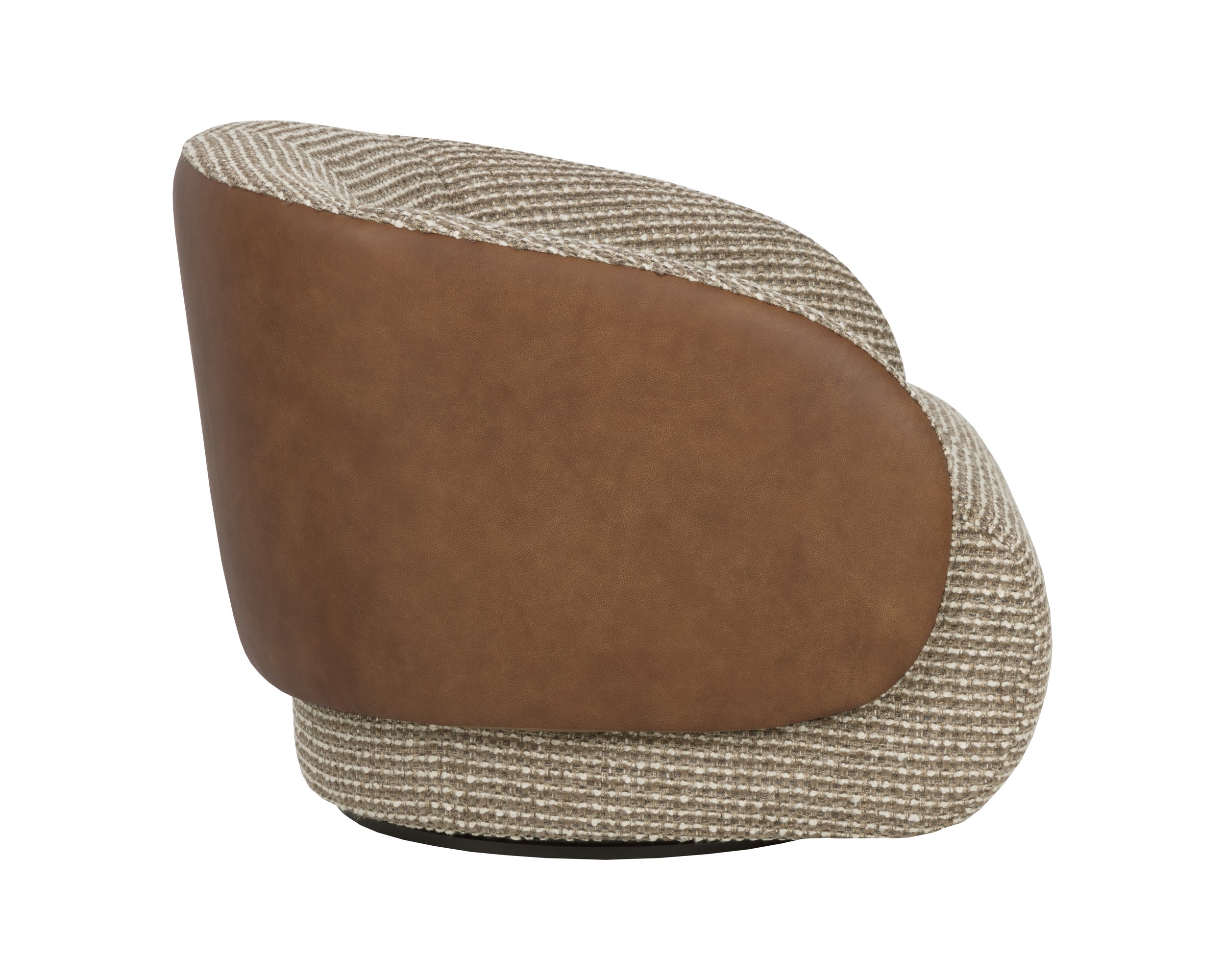 Camie Swivel Lounge Chair - Torched Meringue / Cognac Leather