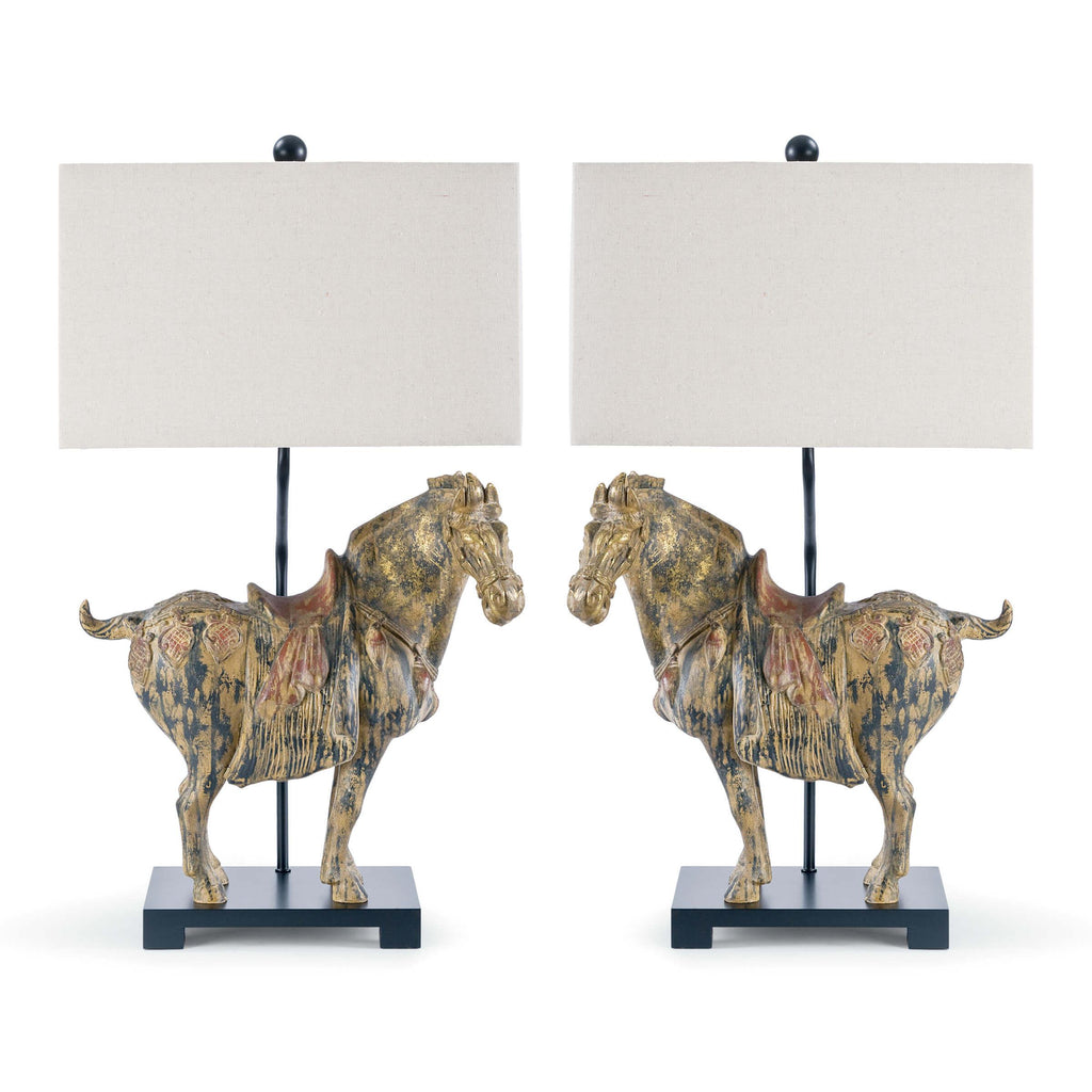 Dynasty Horse Table Lamp Pair